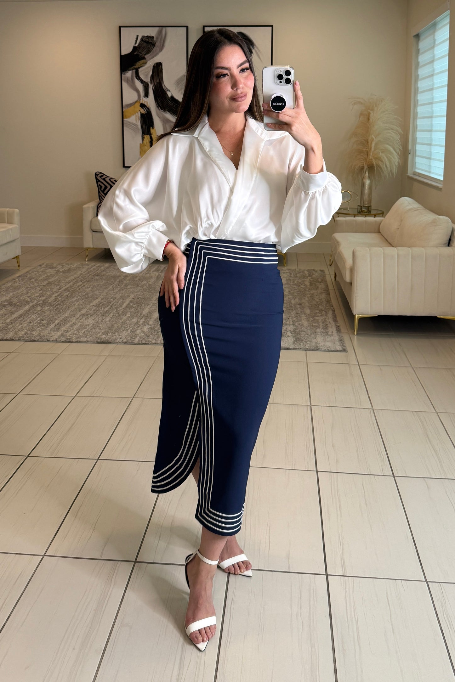 Adorable Affair Navy Blue Skirt Set