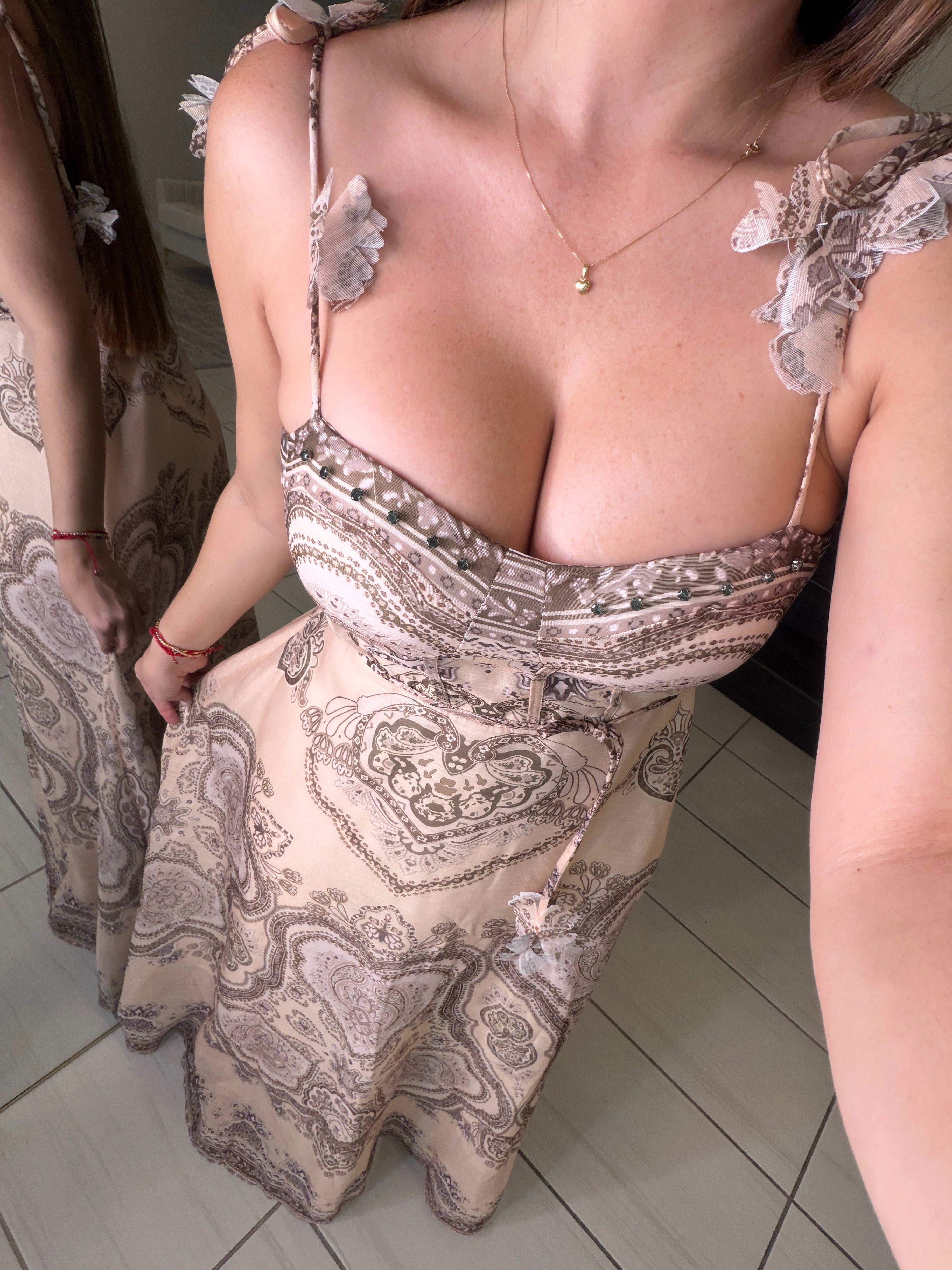 Marquise Abstract Beige Dress