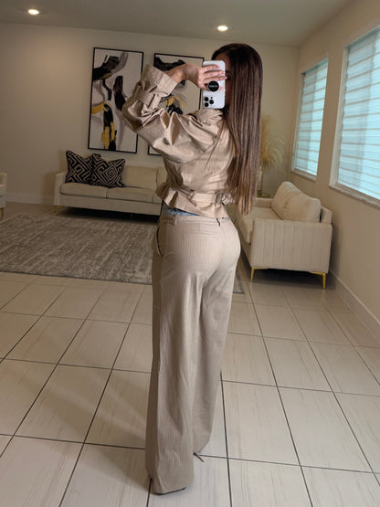 Iconic Contrast Beige and Denim Pants