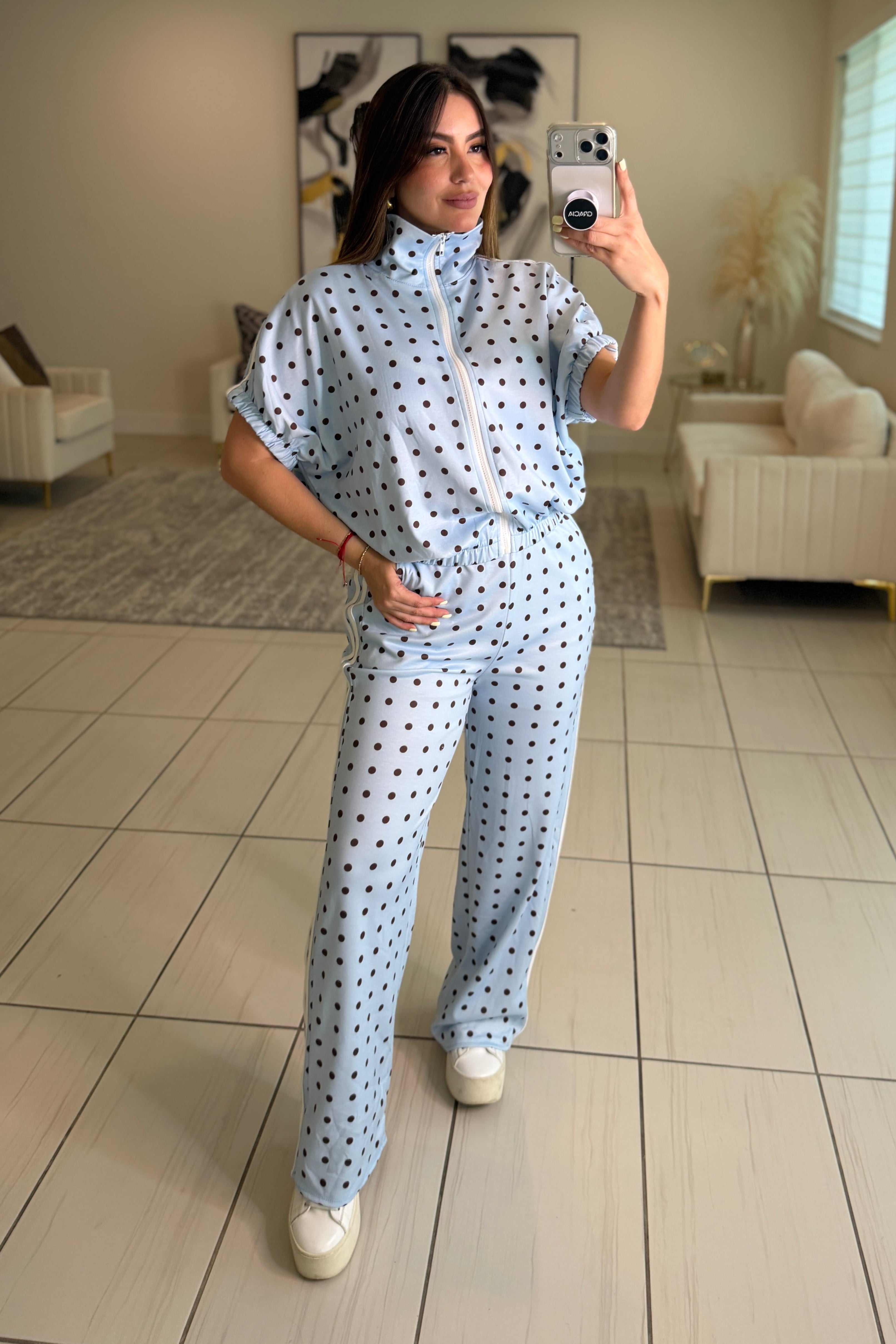 Italian Dots Blue Pants Set