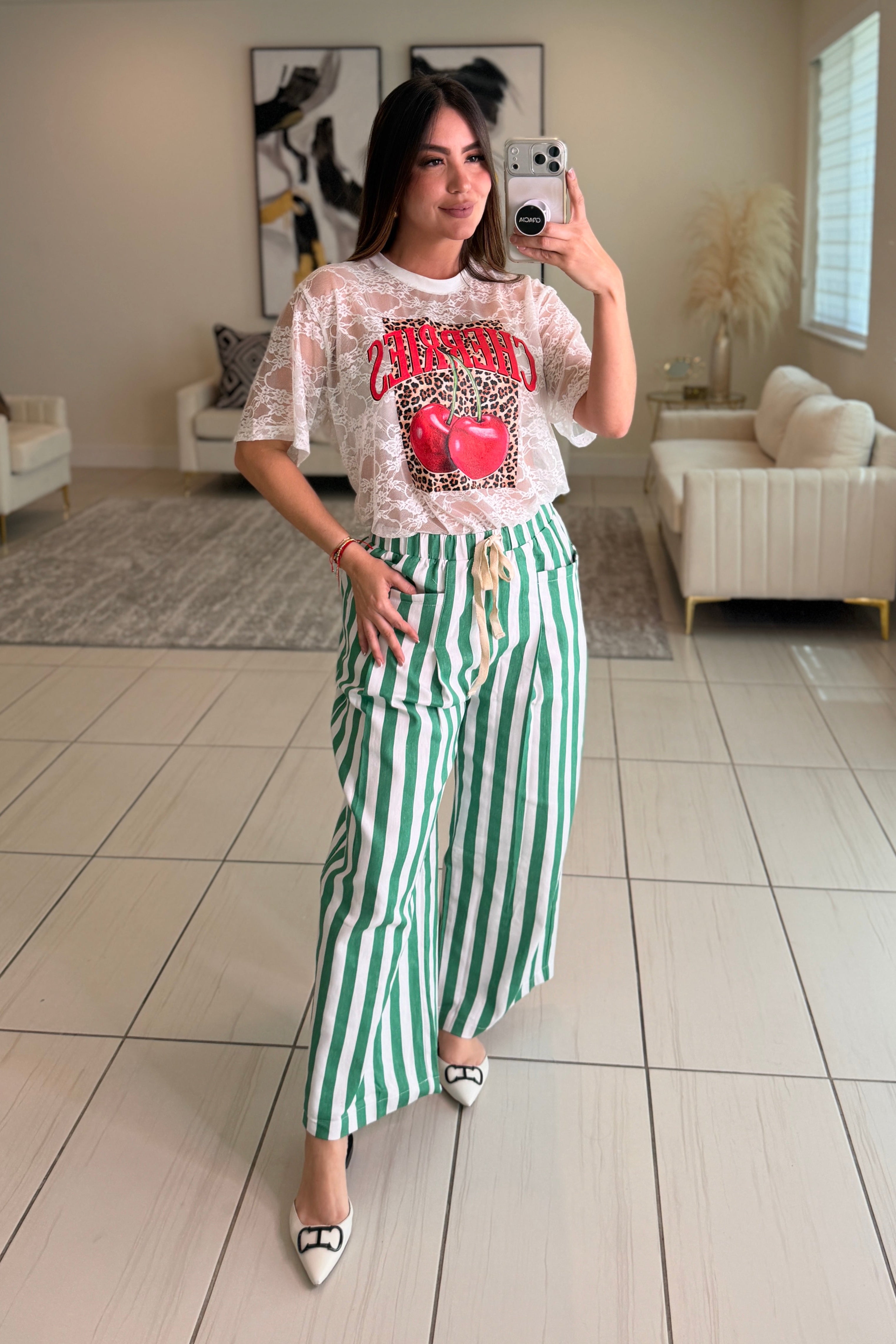 Cabana Stripes Green Pants