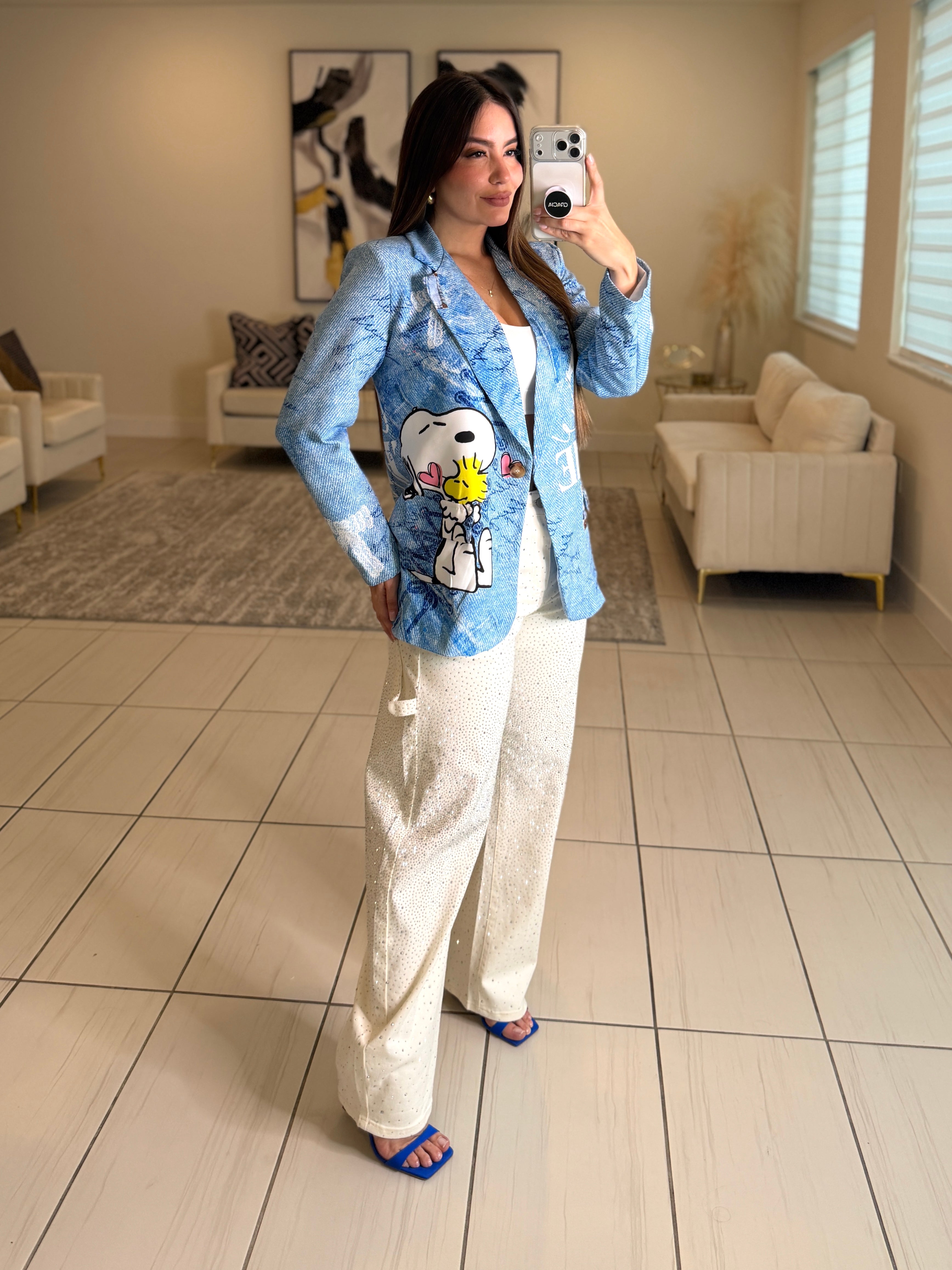 Glamorous Printed Blue Blazer