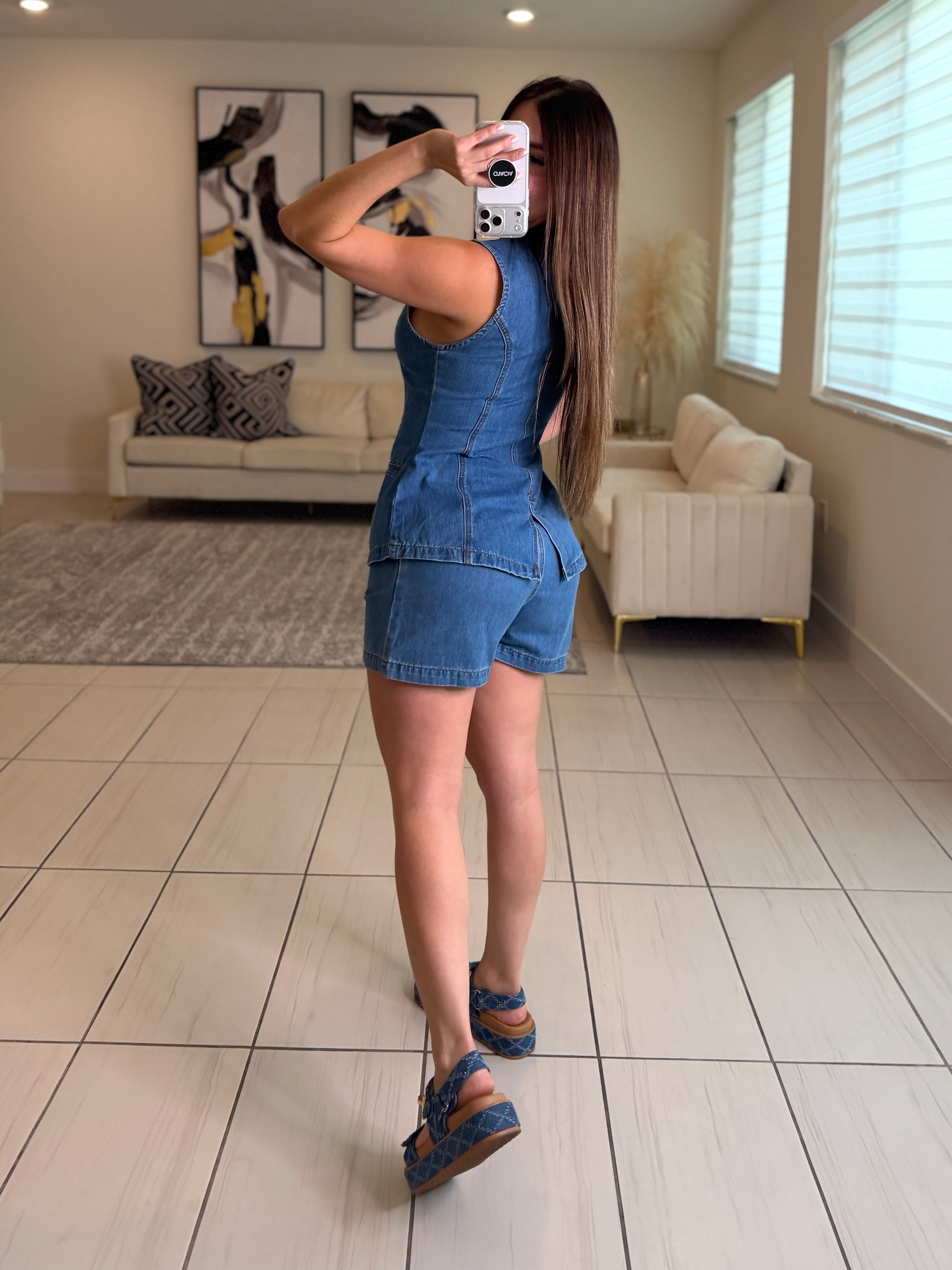 Romantic Drift Blue Denim Short Set