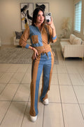 Divine Mocha and Denim Contrast Pant Set