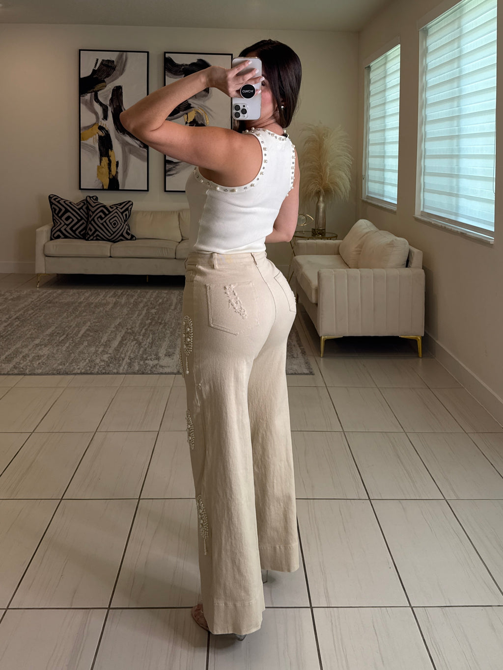 The Pearl Effect Beige Pants