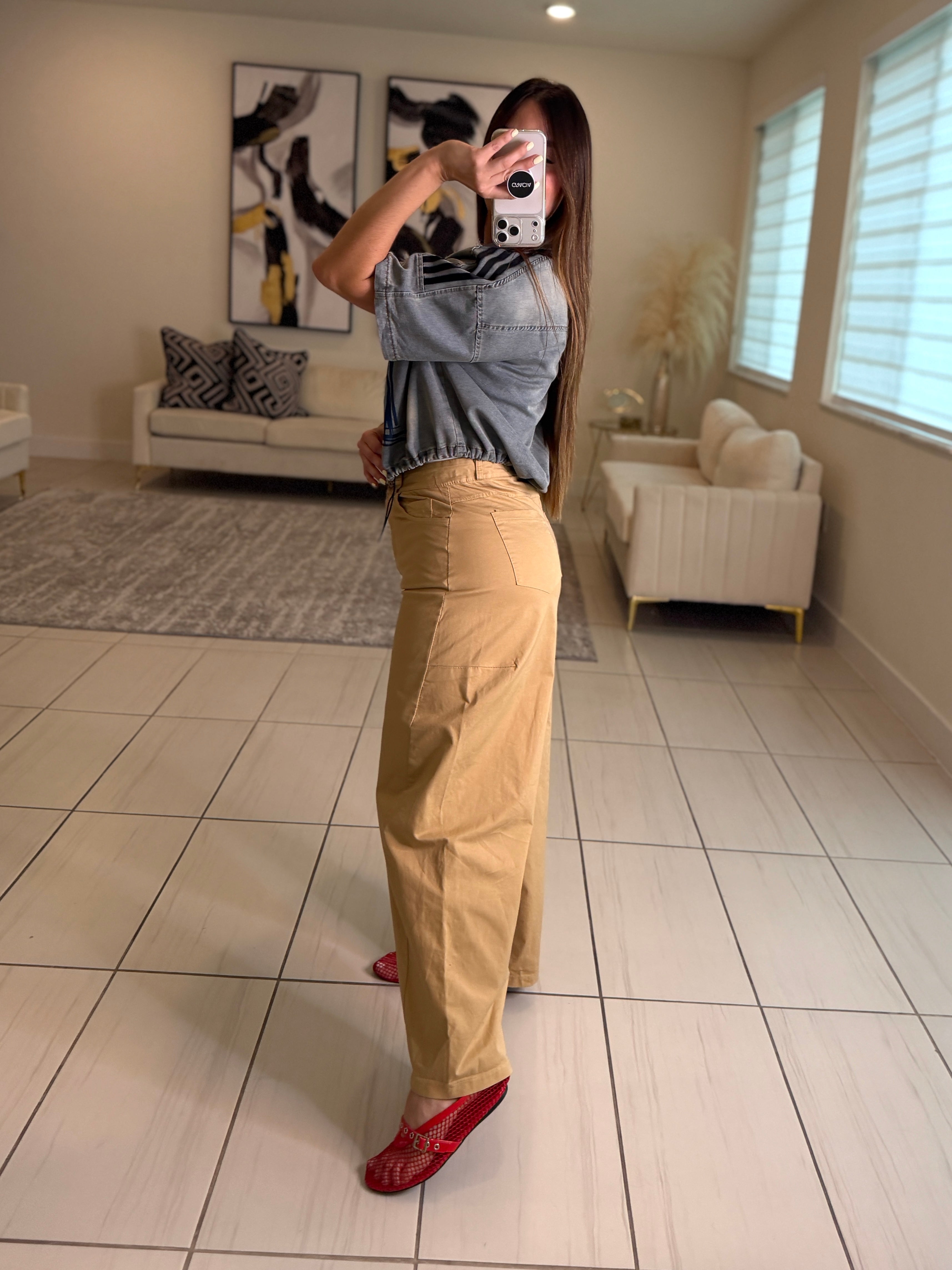 Gravity Scarf Khaki Barrel Pants