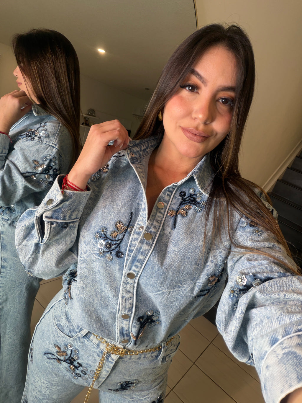 Perfect Details Denim Pant Set