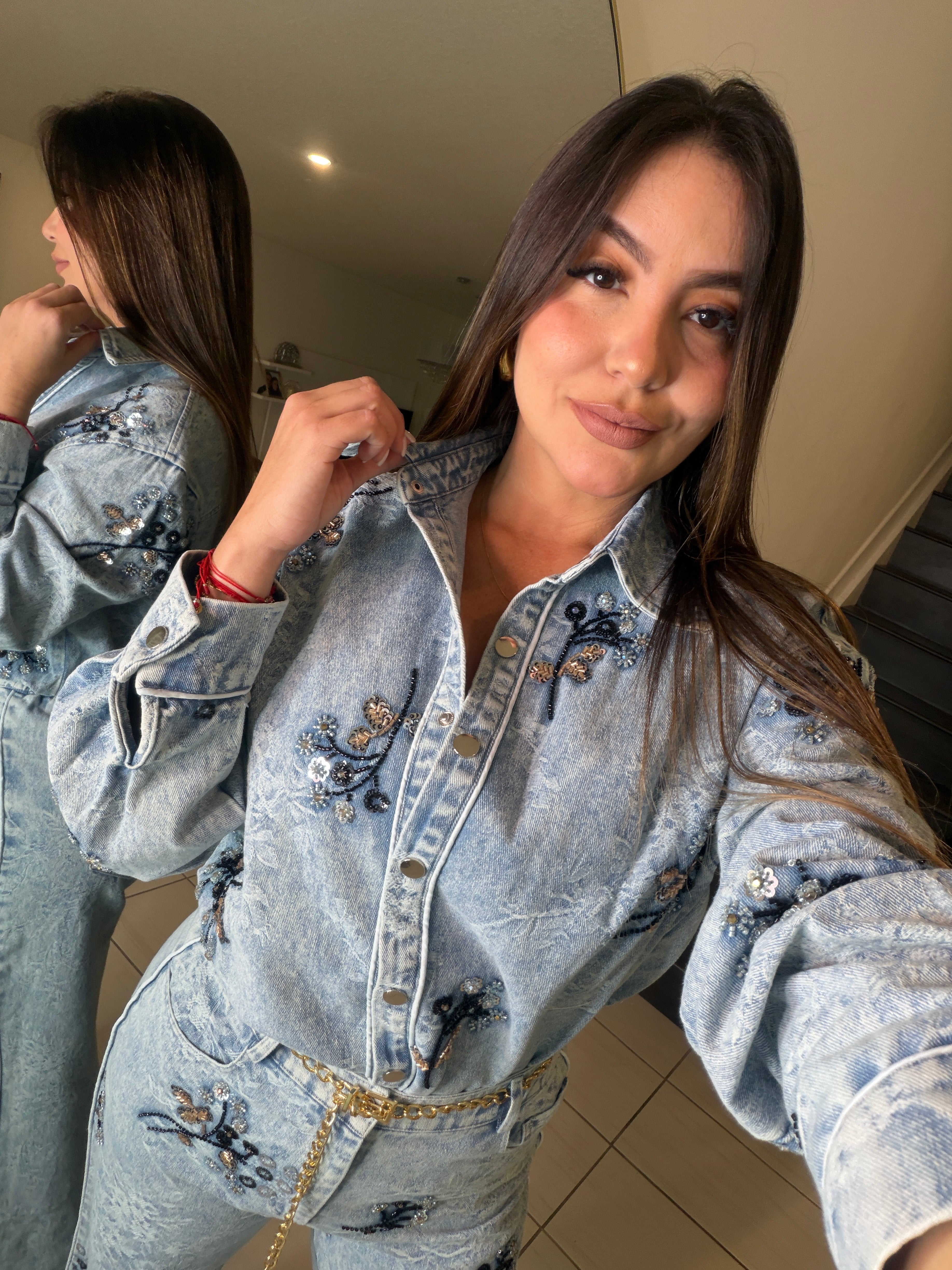 Perfect Details Denim Pant Set