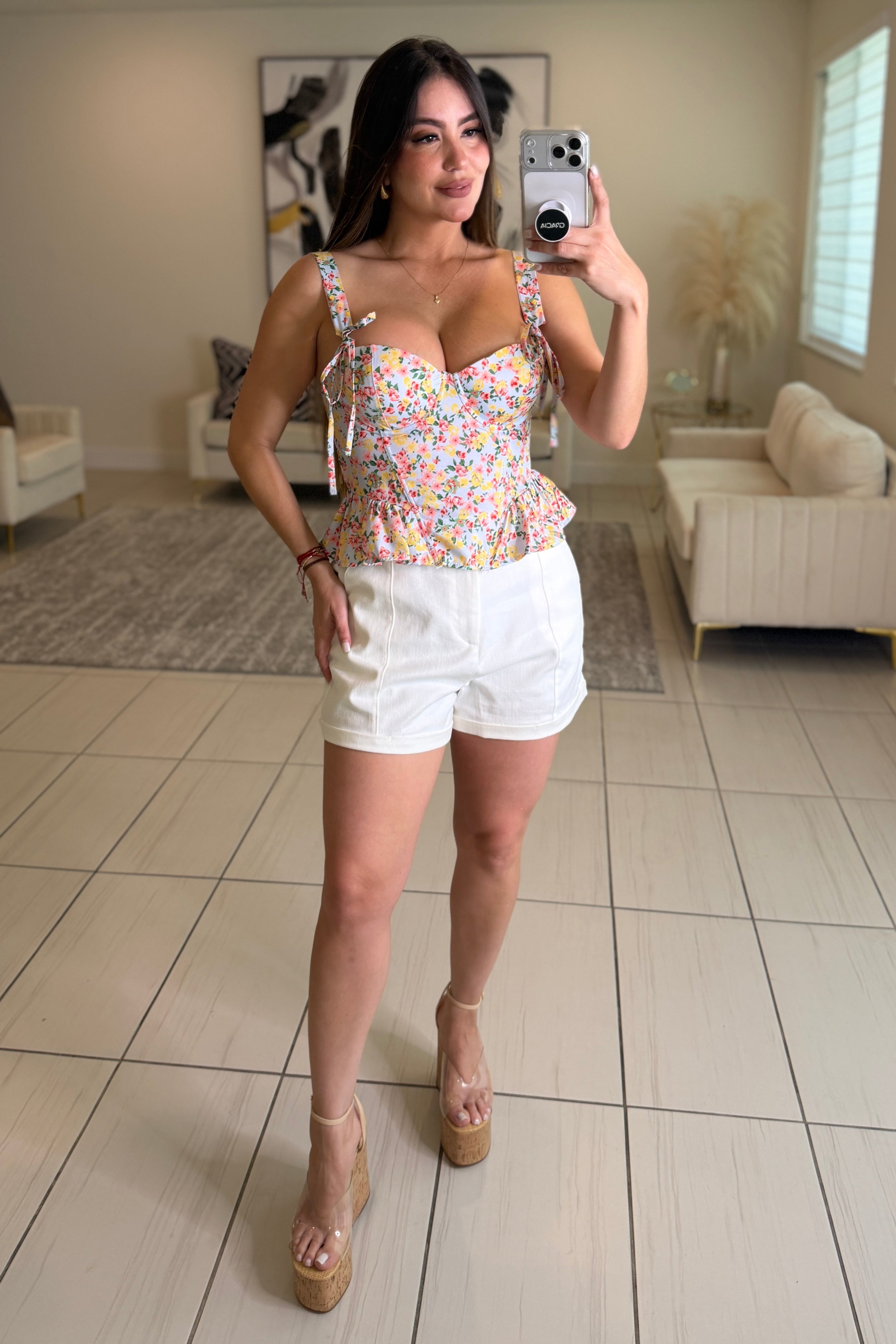 Radiant Reverie Floral Blue Top