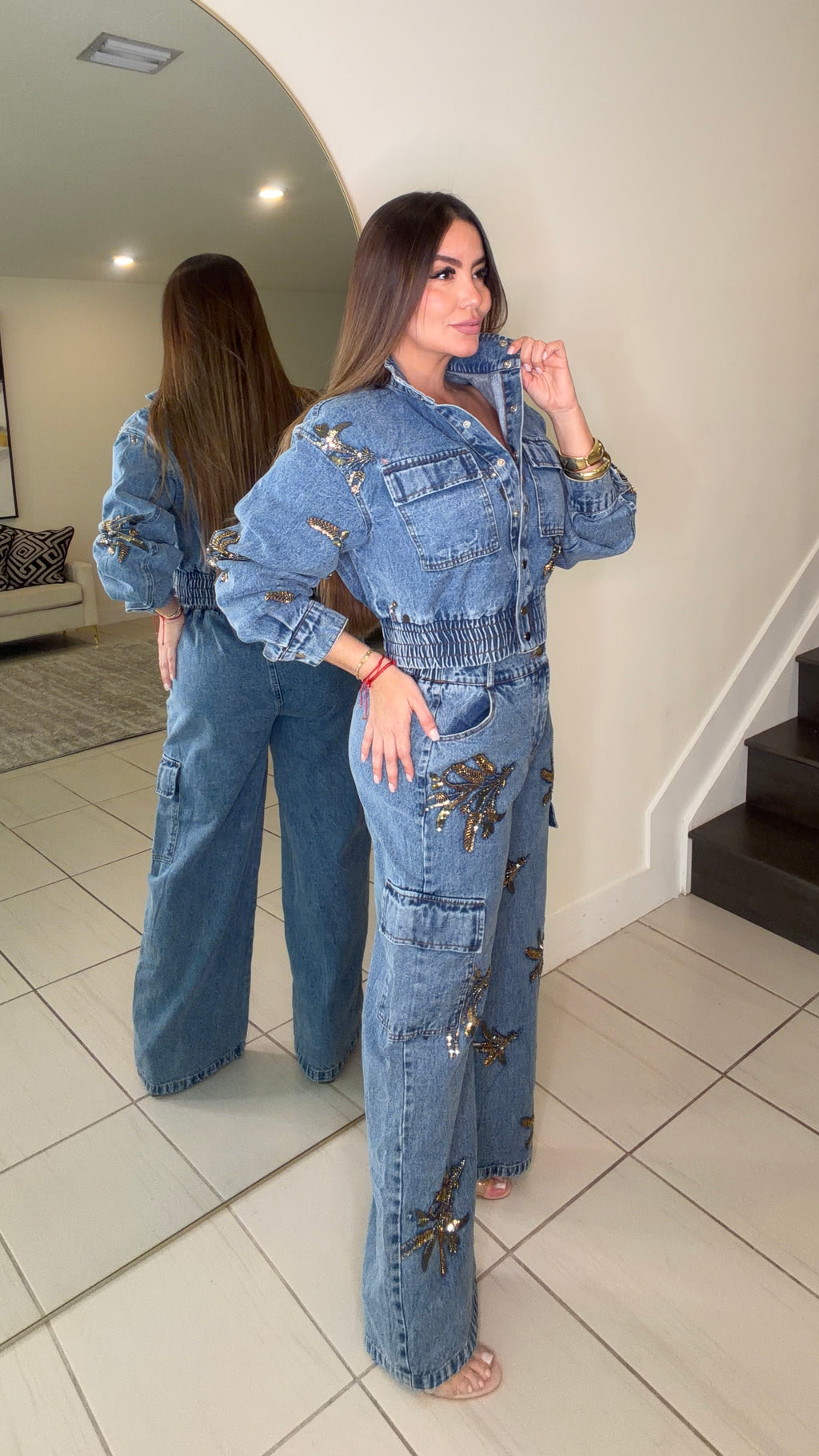 Wild Ornate Denim Pant Set