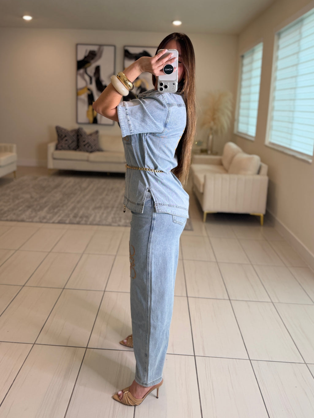 Iconic Light Denim Pant Set