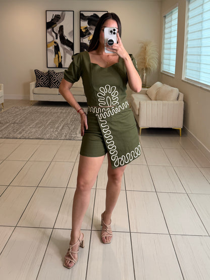 Divine Twist Green Short Set