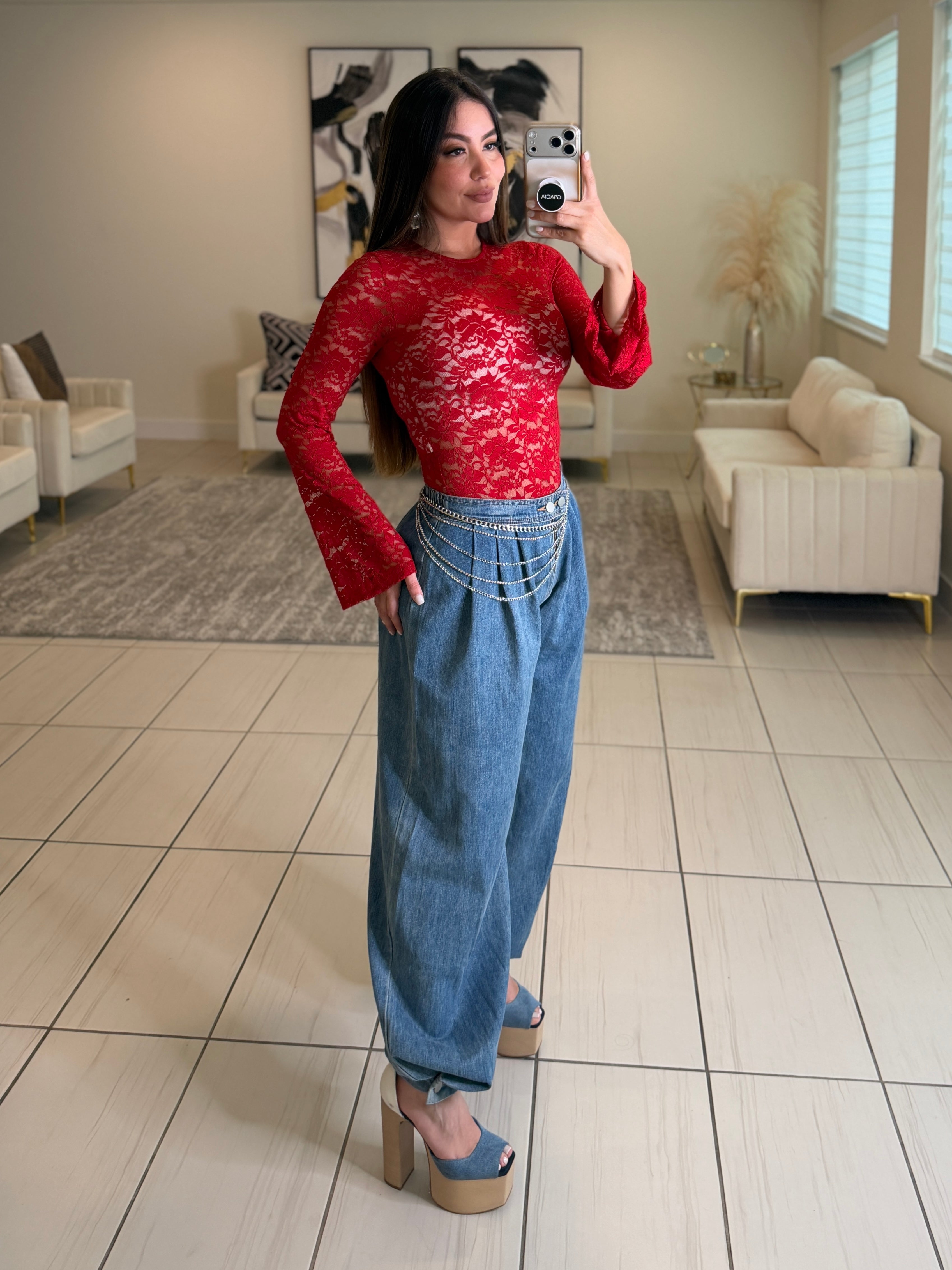 Ritual Allure Lace Red Bodysuit