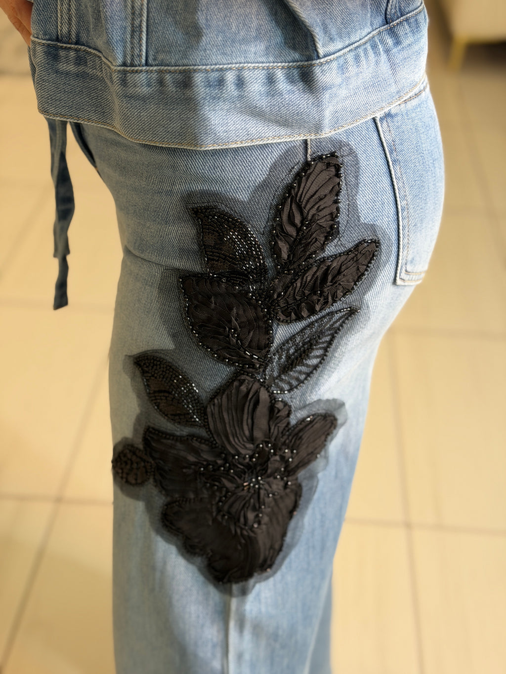 Black Prairie Denim Pant Set