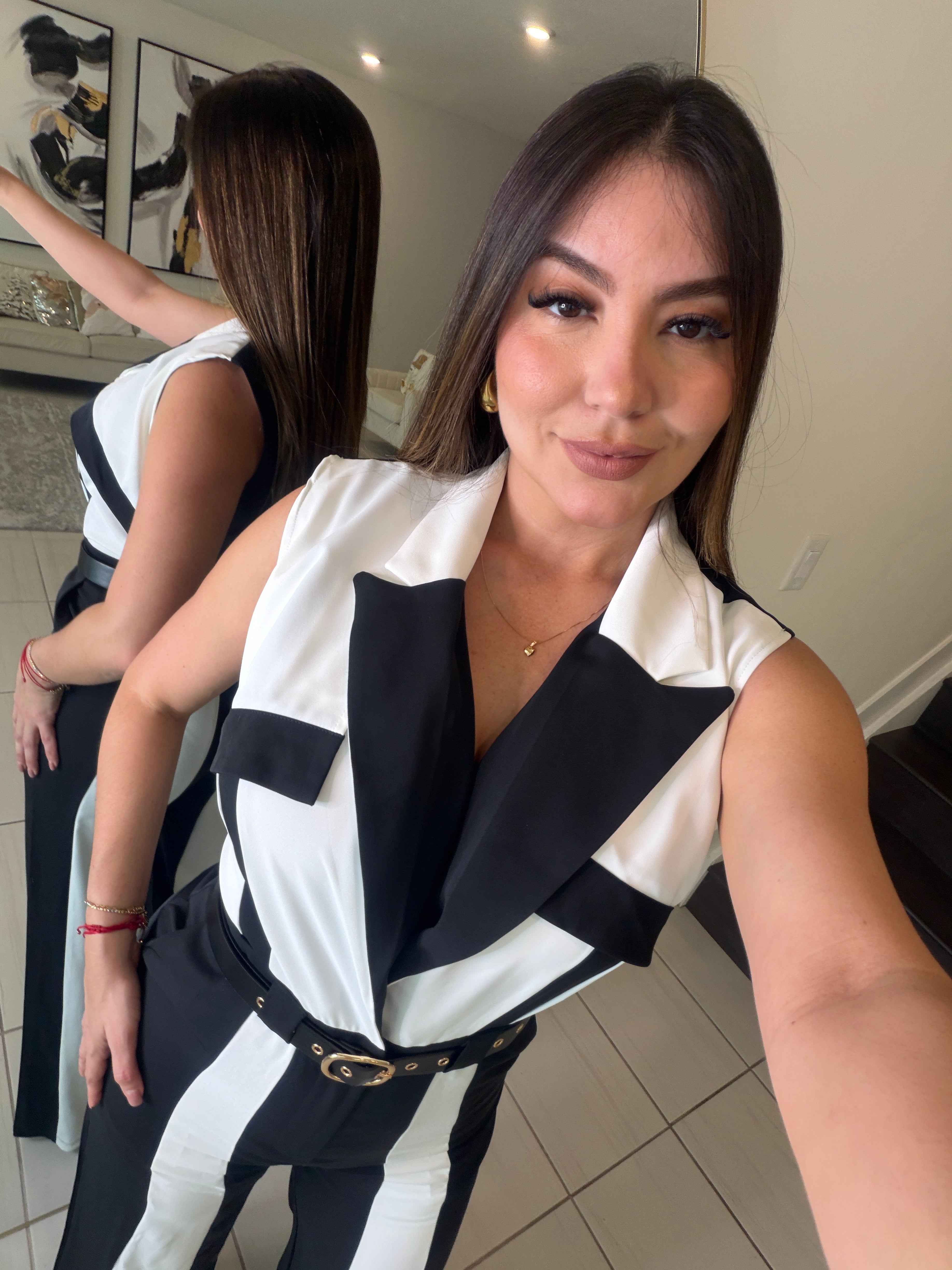 Power Lines Black and White Jumpsuit