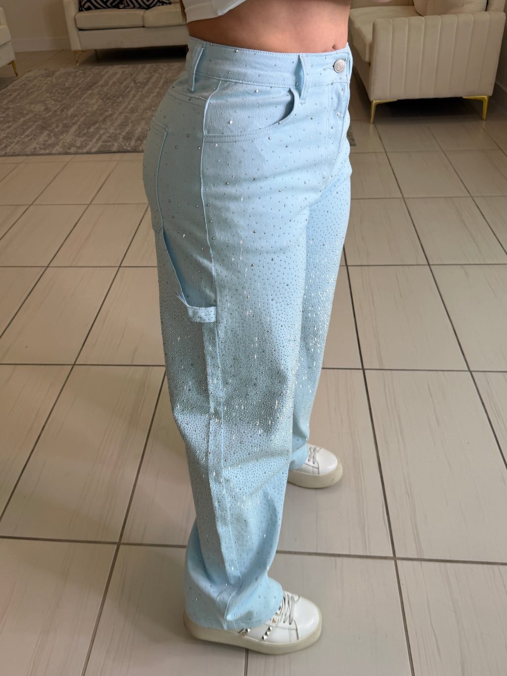 Divine Rhinestones Blue Pants
