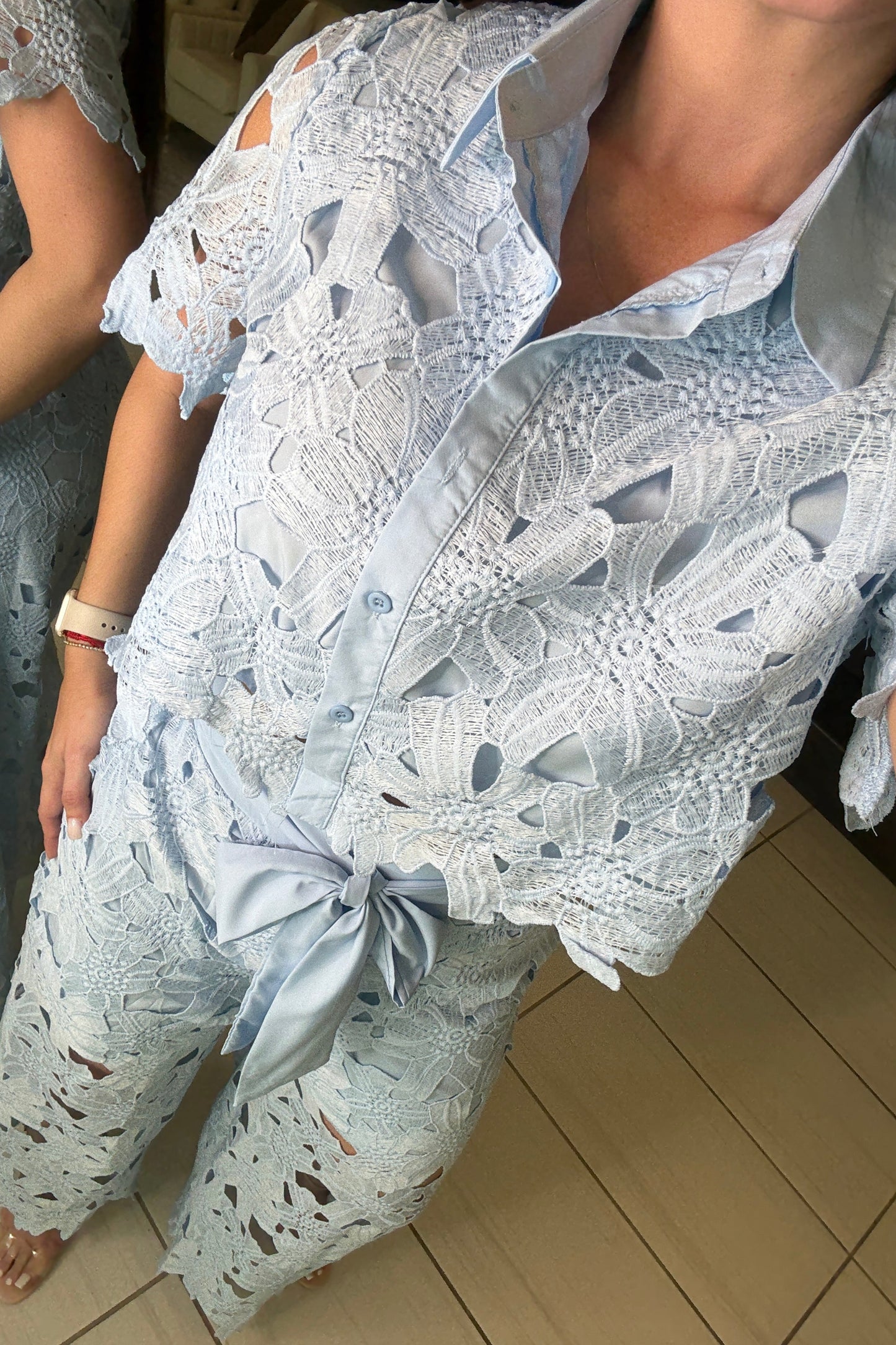 Bloom Crochet Blue Pant Set