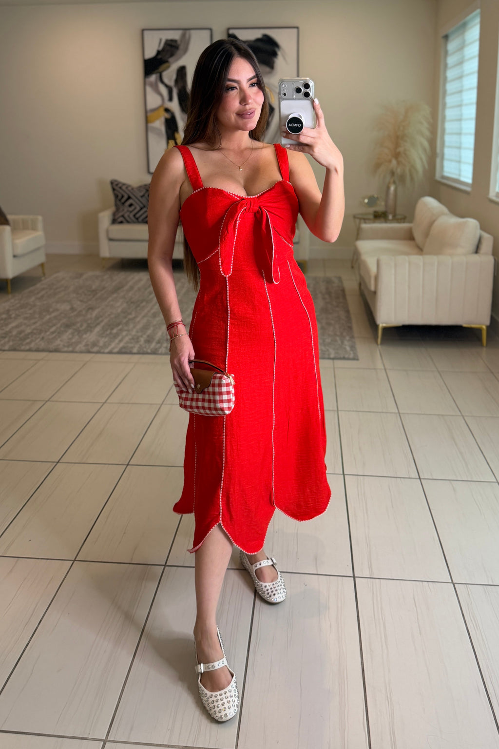 Enchanted Aura Red Midi Dress