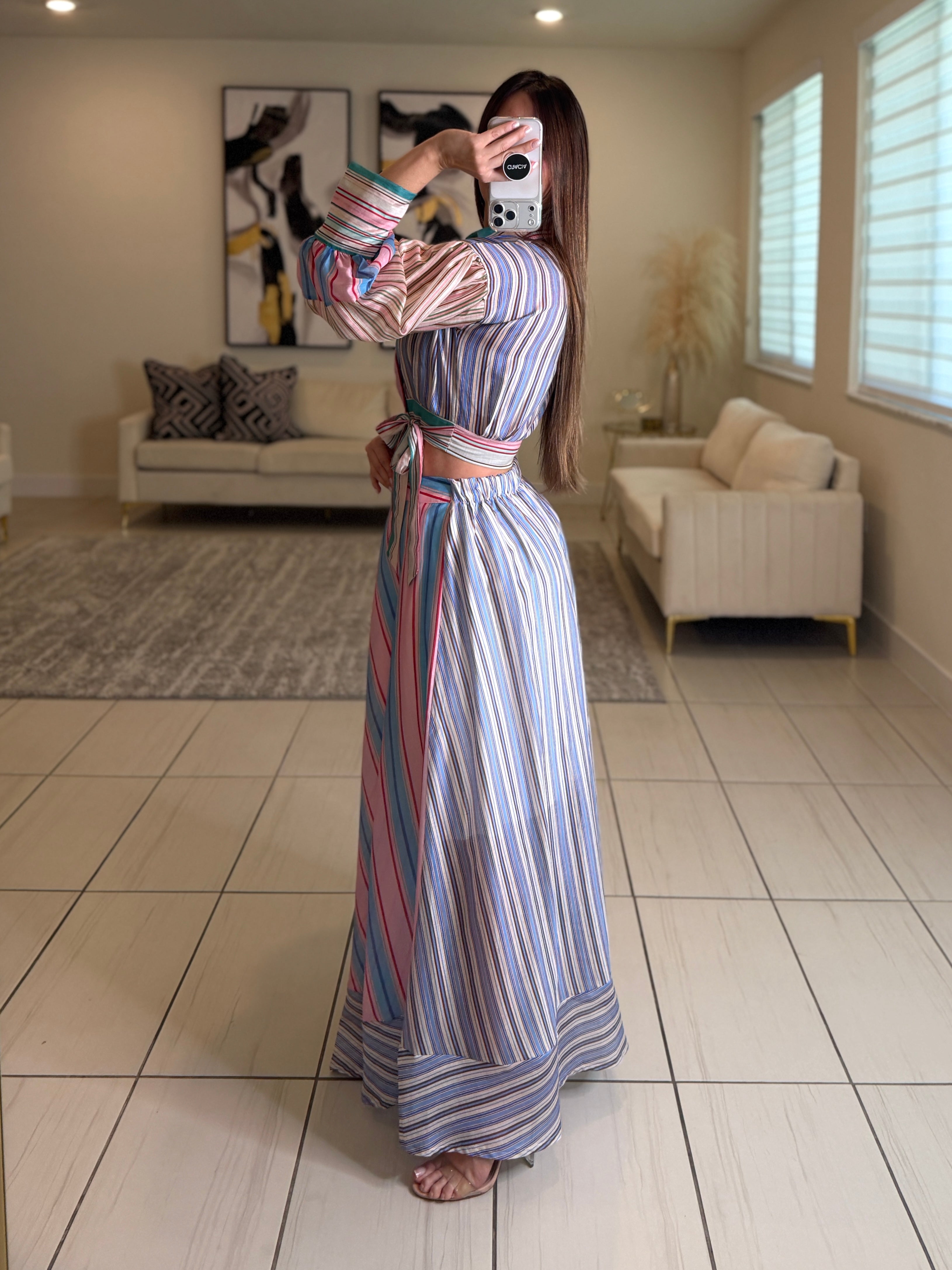 Rebellion Striped Colorful Skirt Set