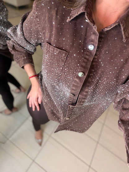 Crystal Rhinestones Brown Jacket