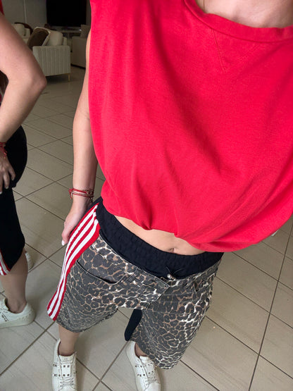 Wild Leopard Red Strip Short