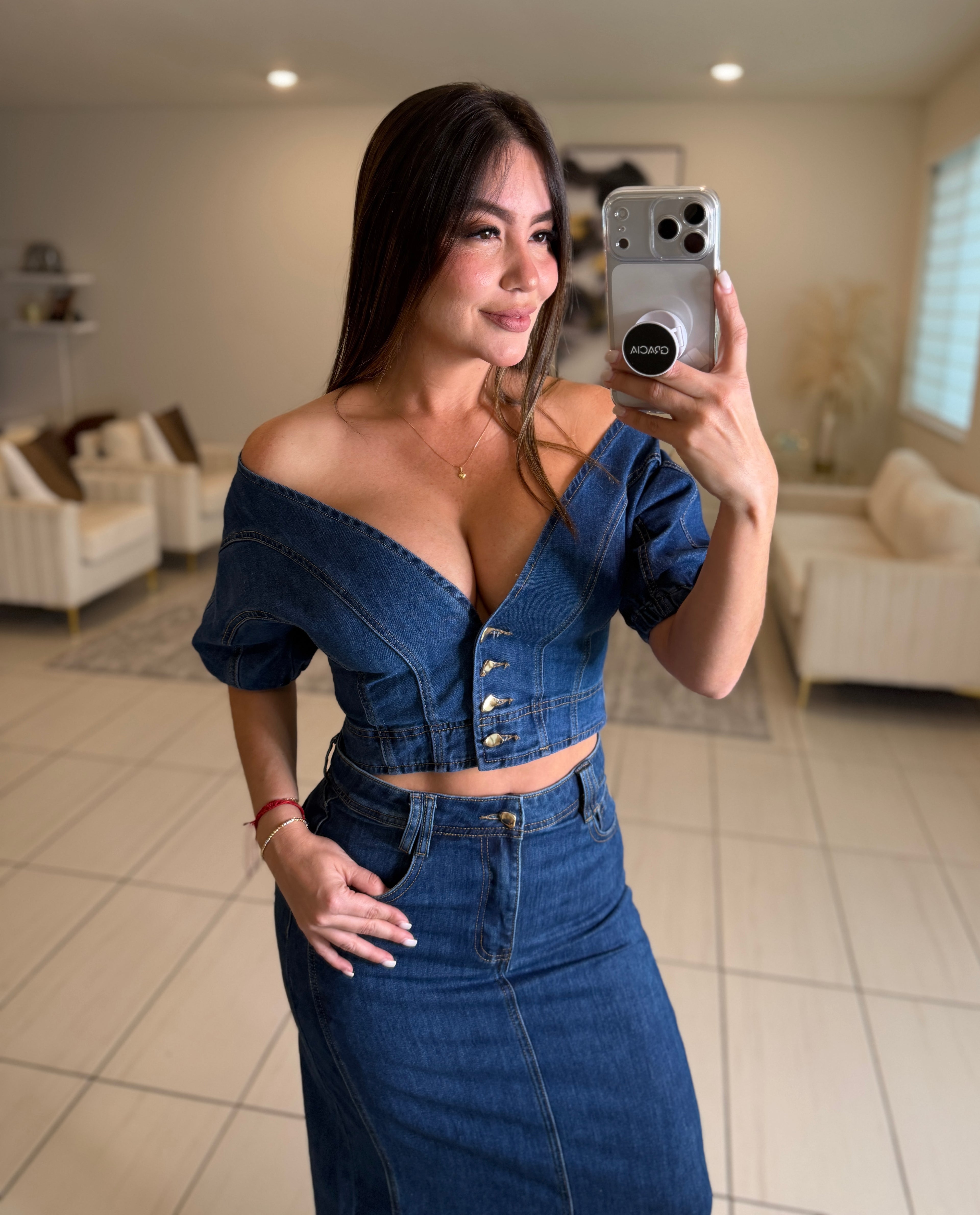 Gonna Scampanata in Denim Skirt Set