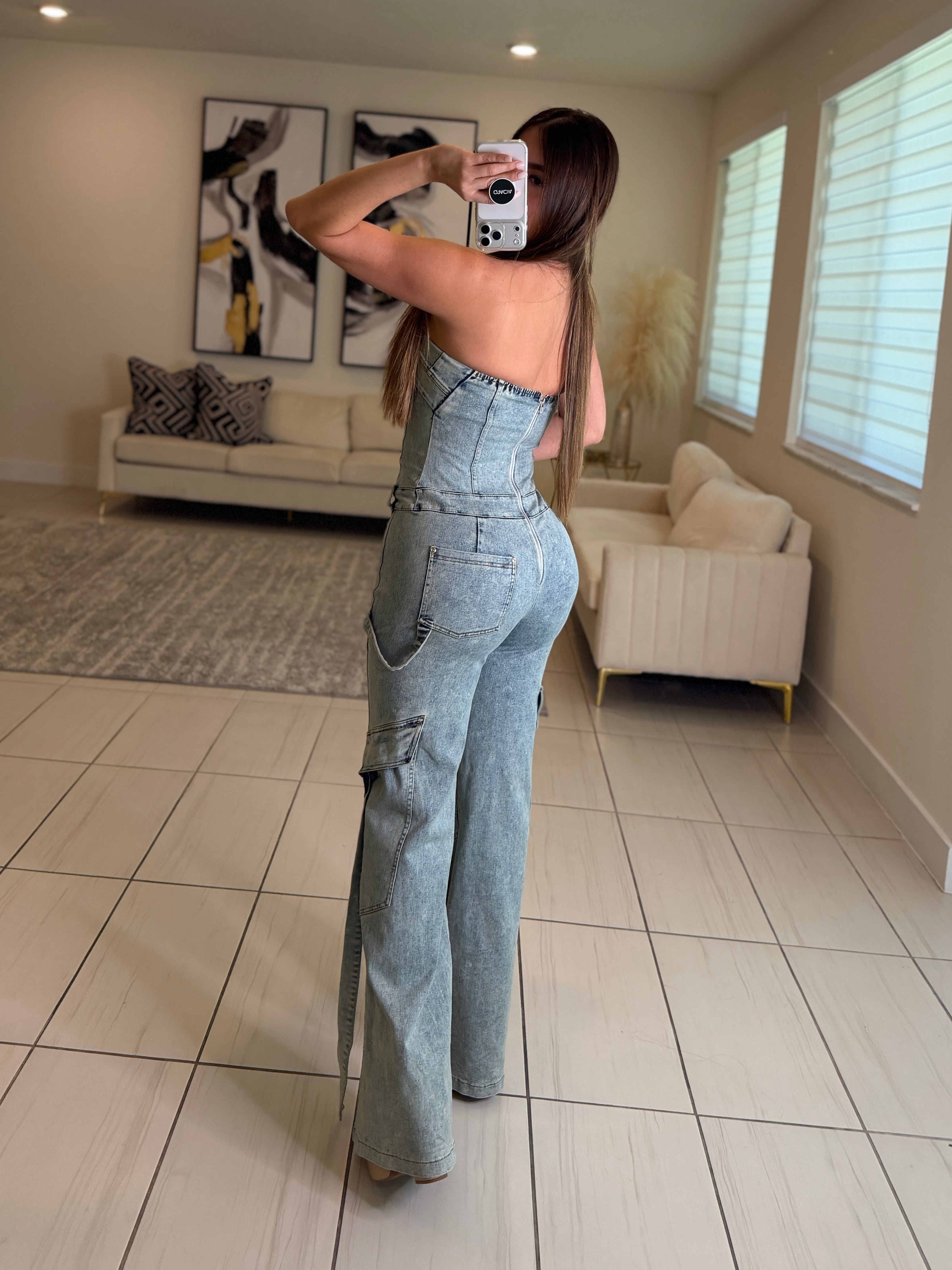 Sculpted Ease Denim Jumpsuit