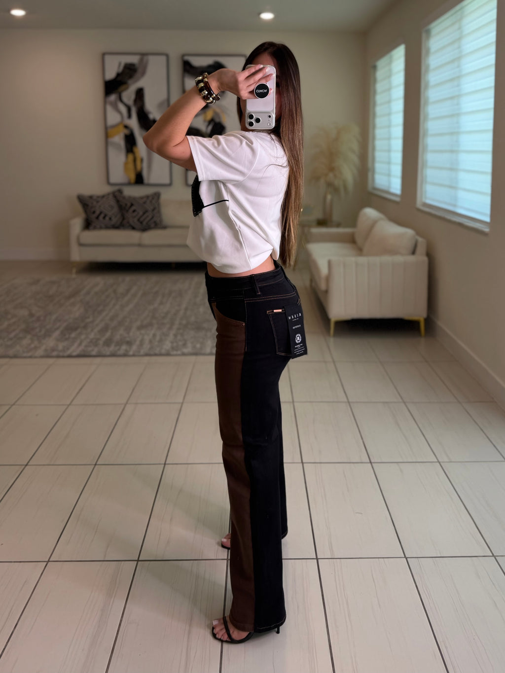 Black Embellished White Tshirt