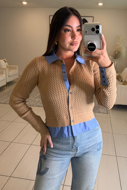 Magnetic Contrast Mocha Sweater