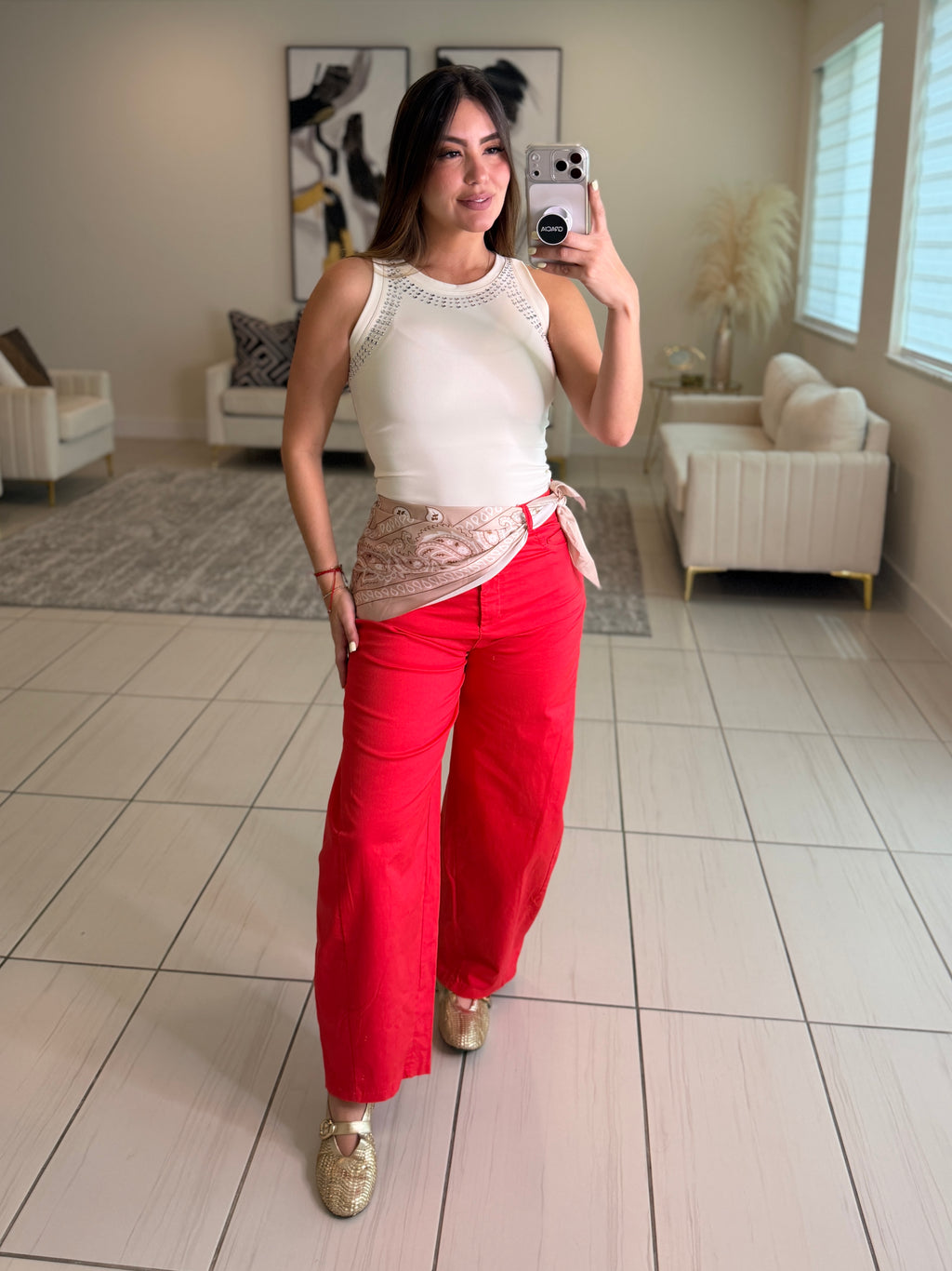 Charming Studd Beige Tank Top