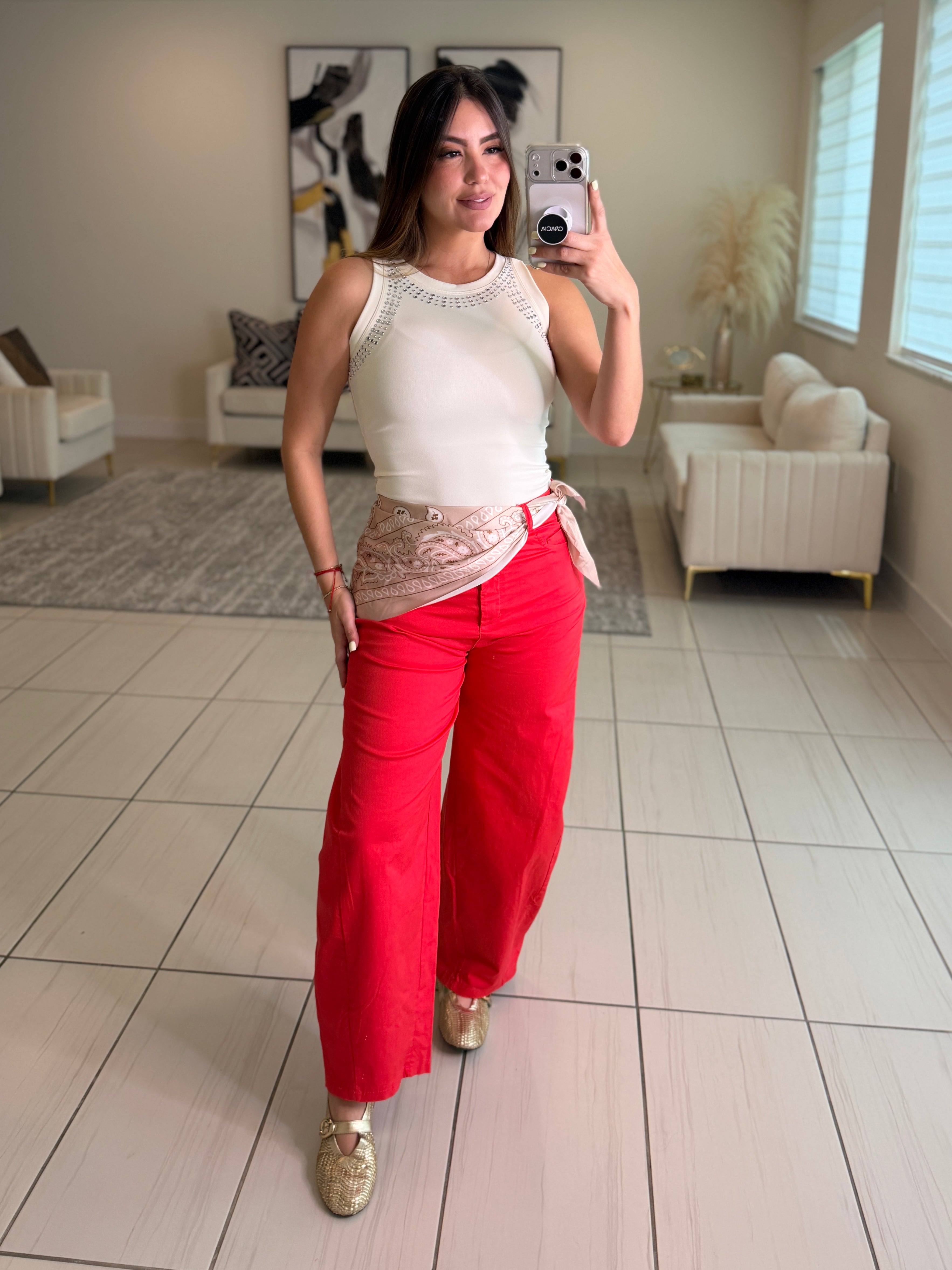 Charming Studd Beige Tank Top