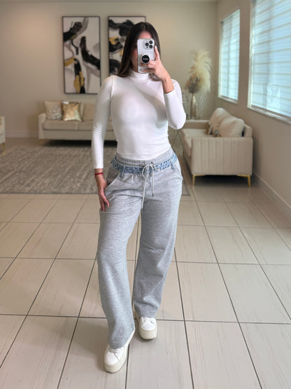 Comfy Contrast Grey and  Denim Pants