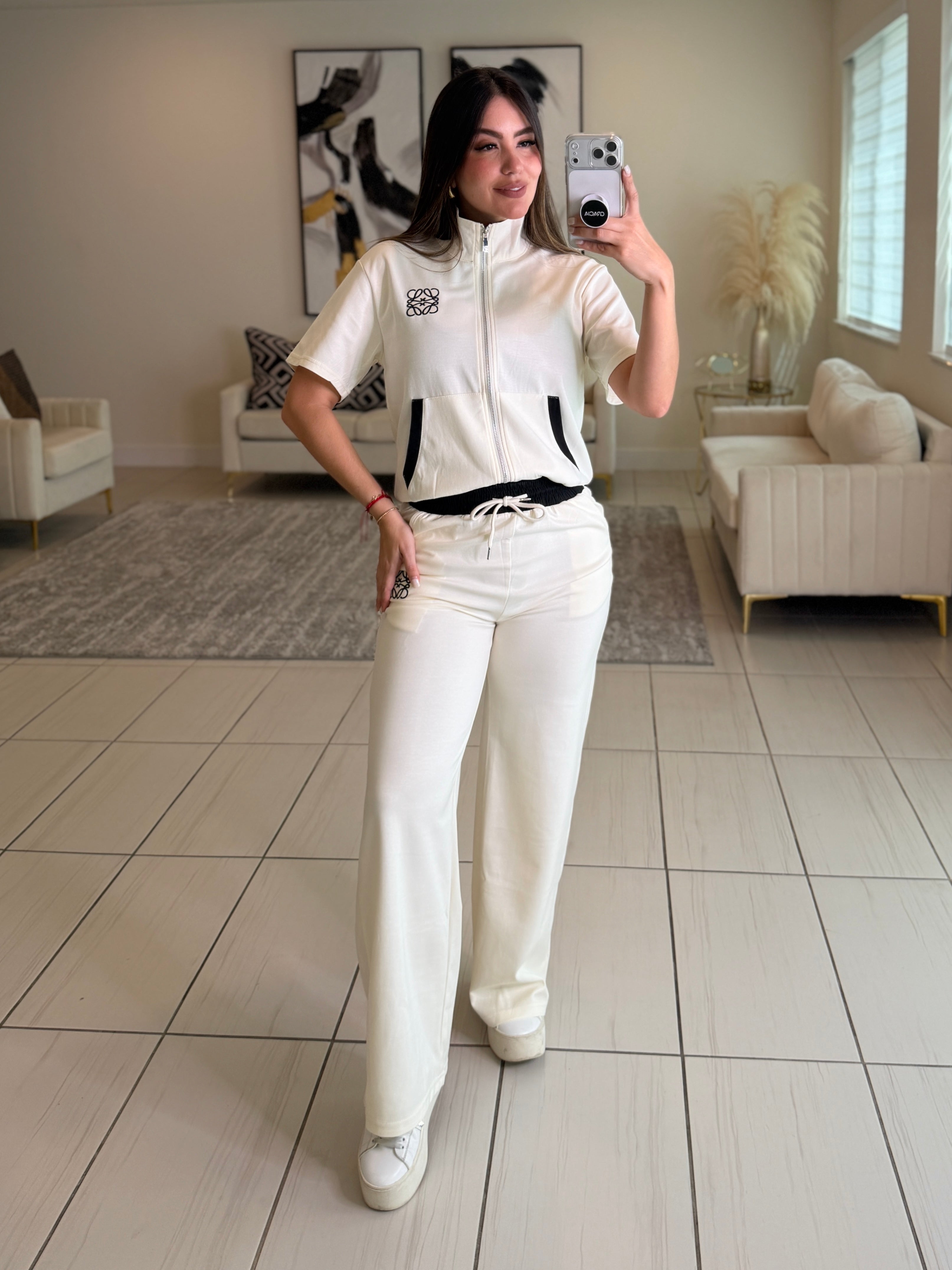 Iconic Muse White and Black Pant Set