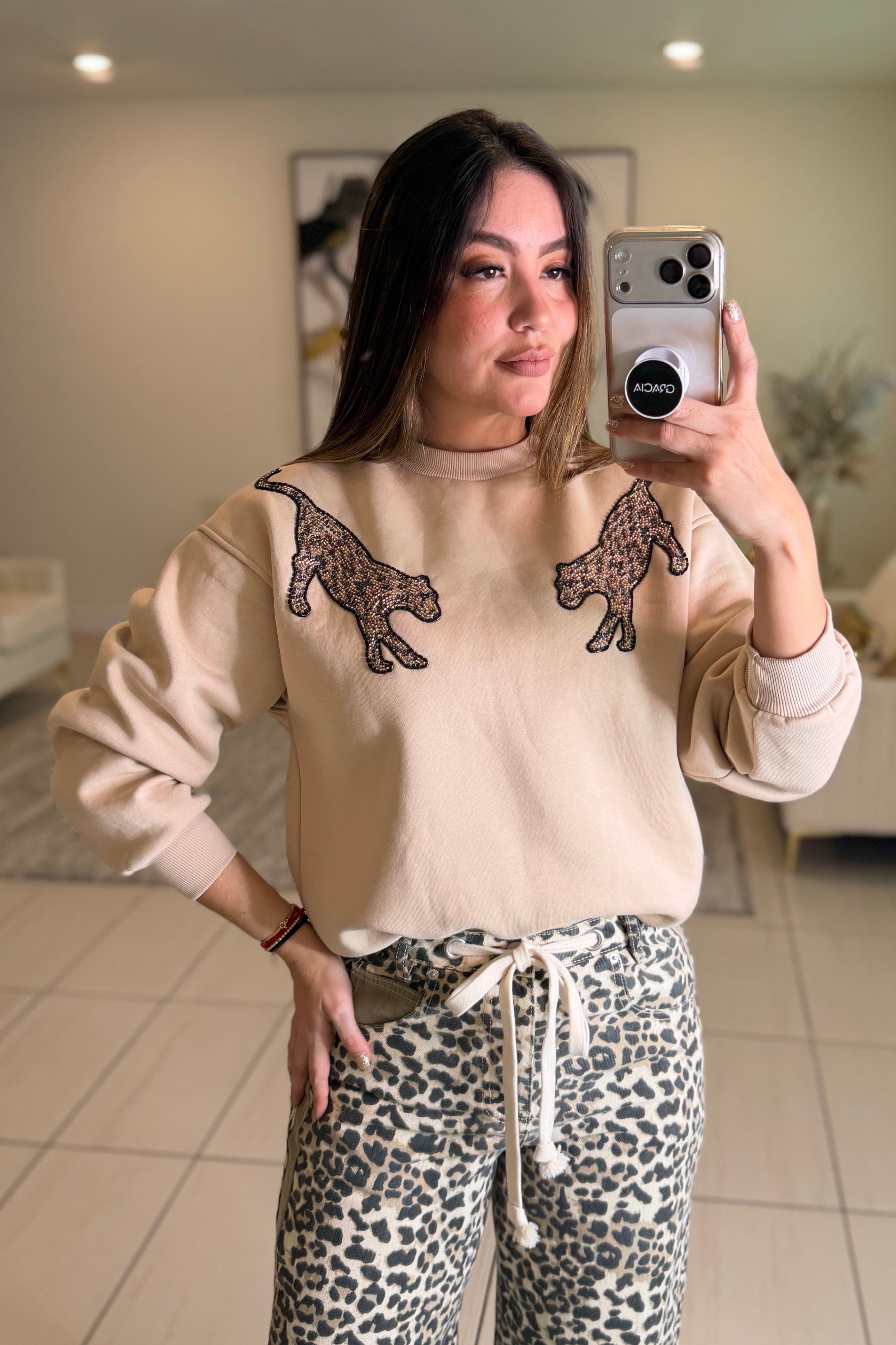 Tiger Fashion Beige Sweater