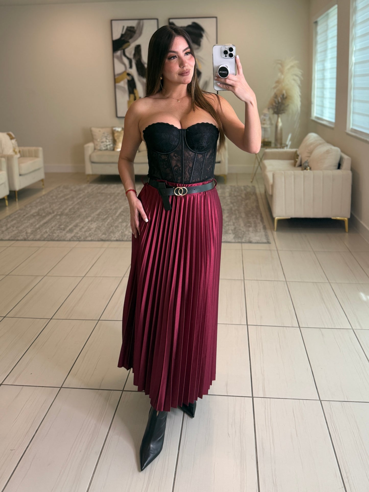 Adorable Affair Red Wine Maxi Skirt