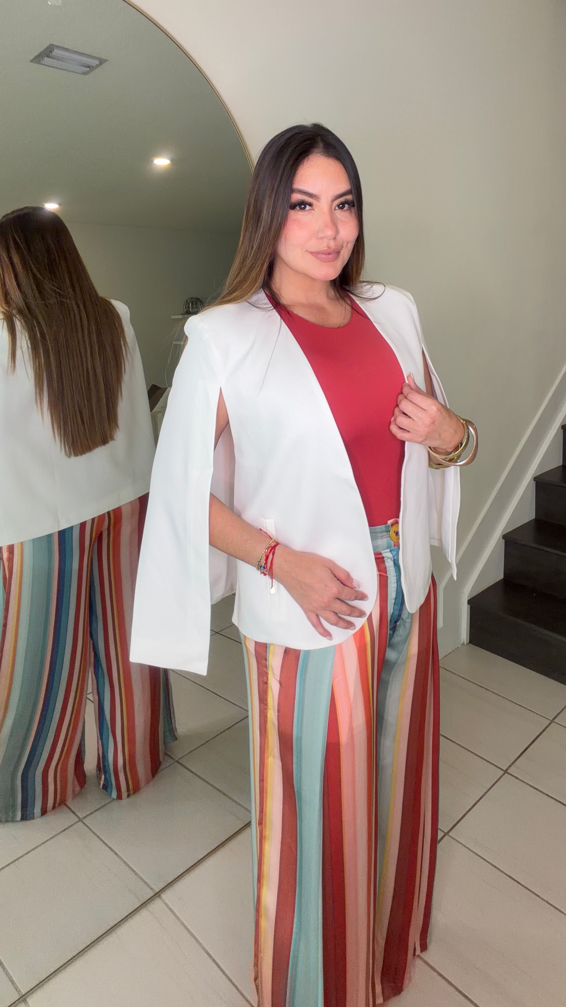Cascading Cape White Blazer