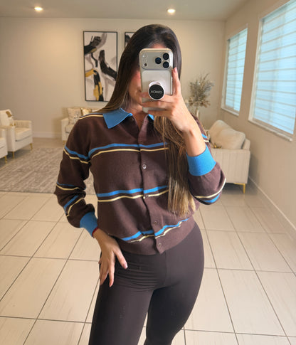 Empire Code Knit Brown Sweater