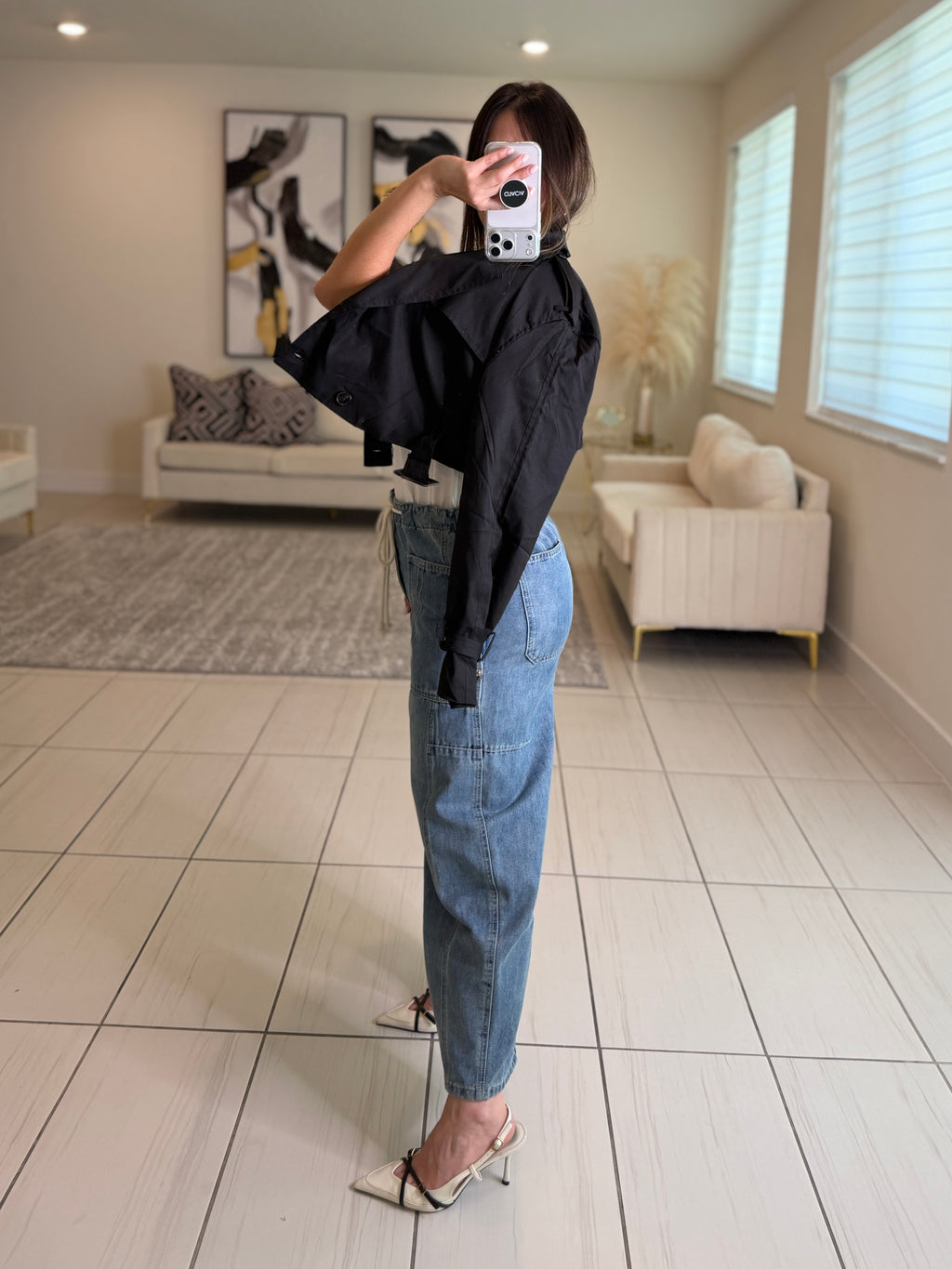 Utility Flow Barrel Denim Pants