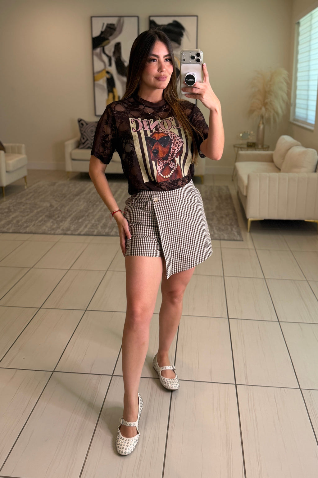 Divine Gingham Brown Short