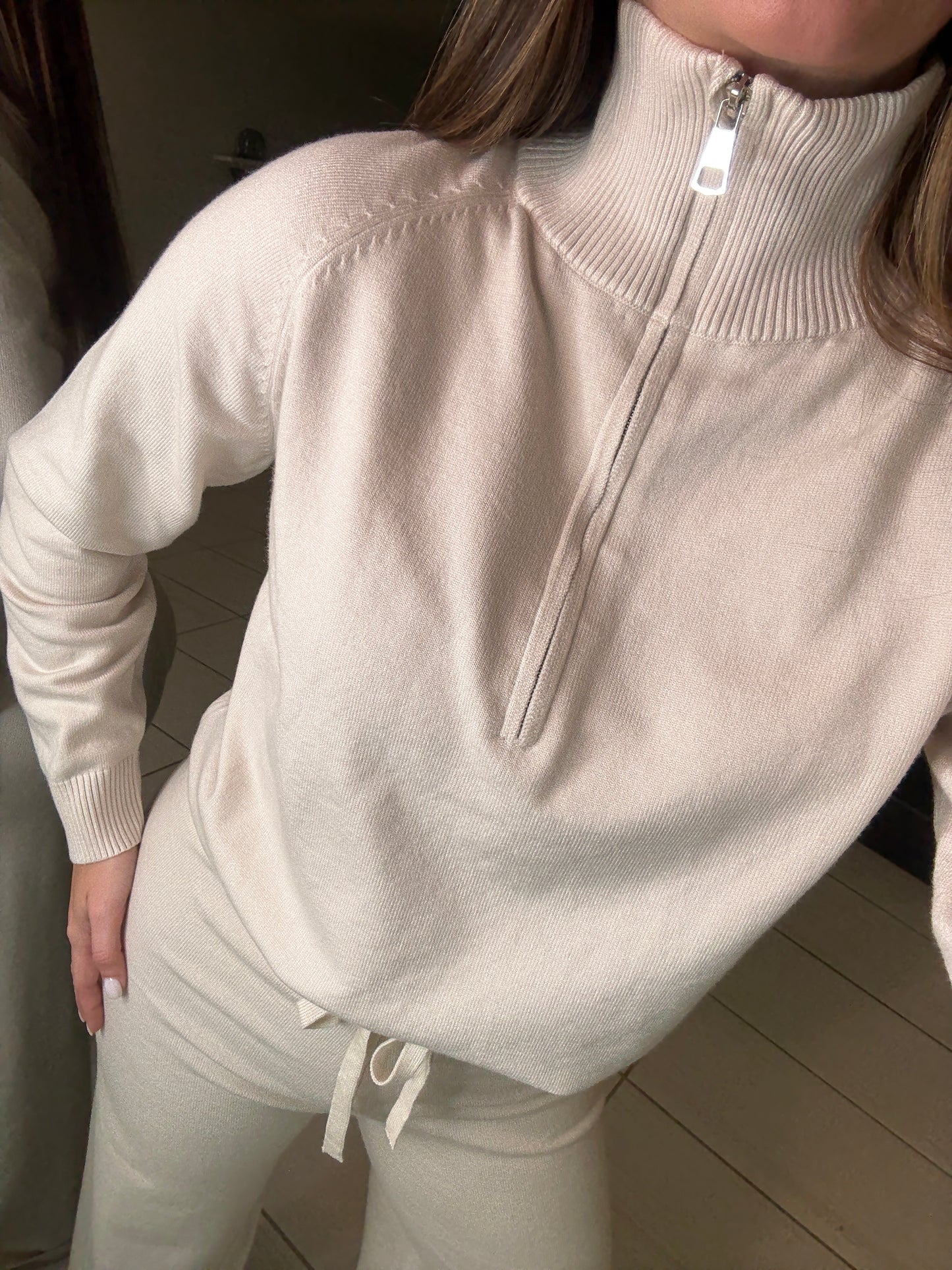 Checkmate Knit Beige Pant Set