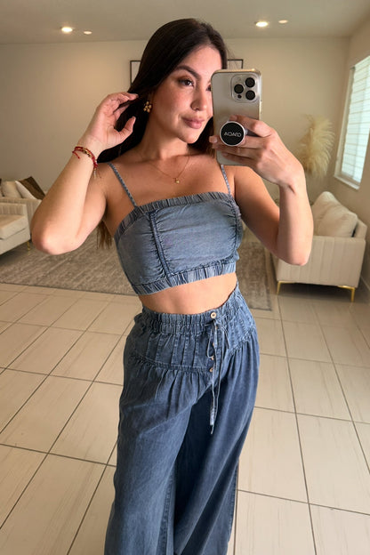 Street Chic Denim Pants Set