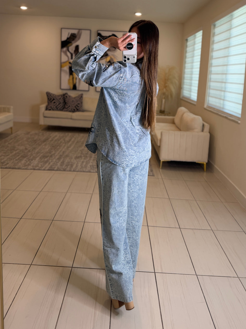 Perfect Details Denim Pant Set