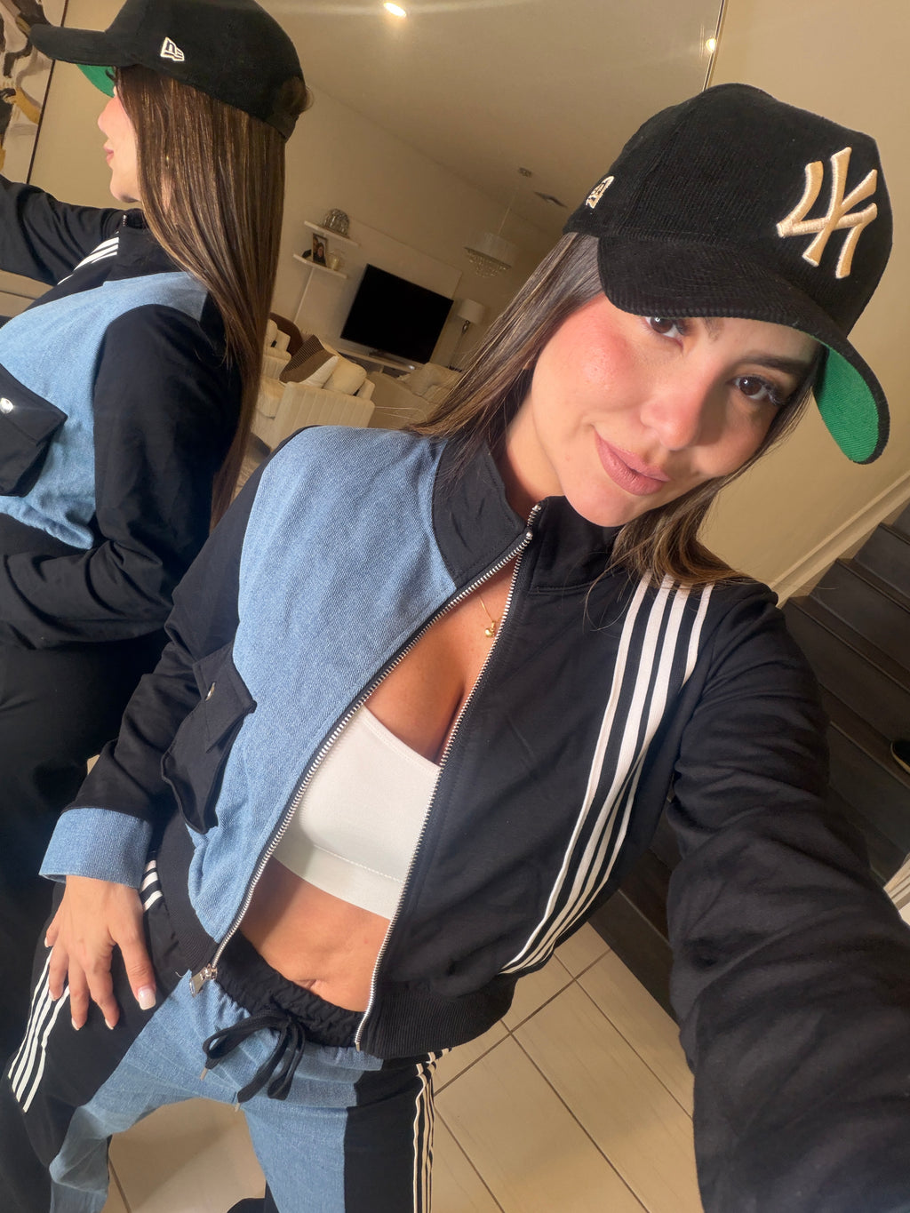 Divine Black and Denim Contrast Pant Set