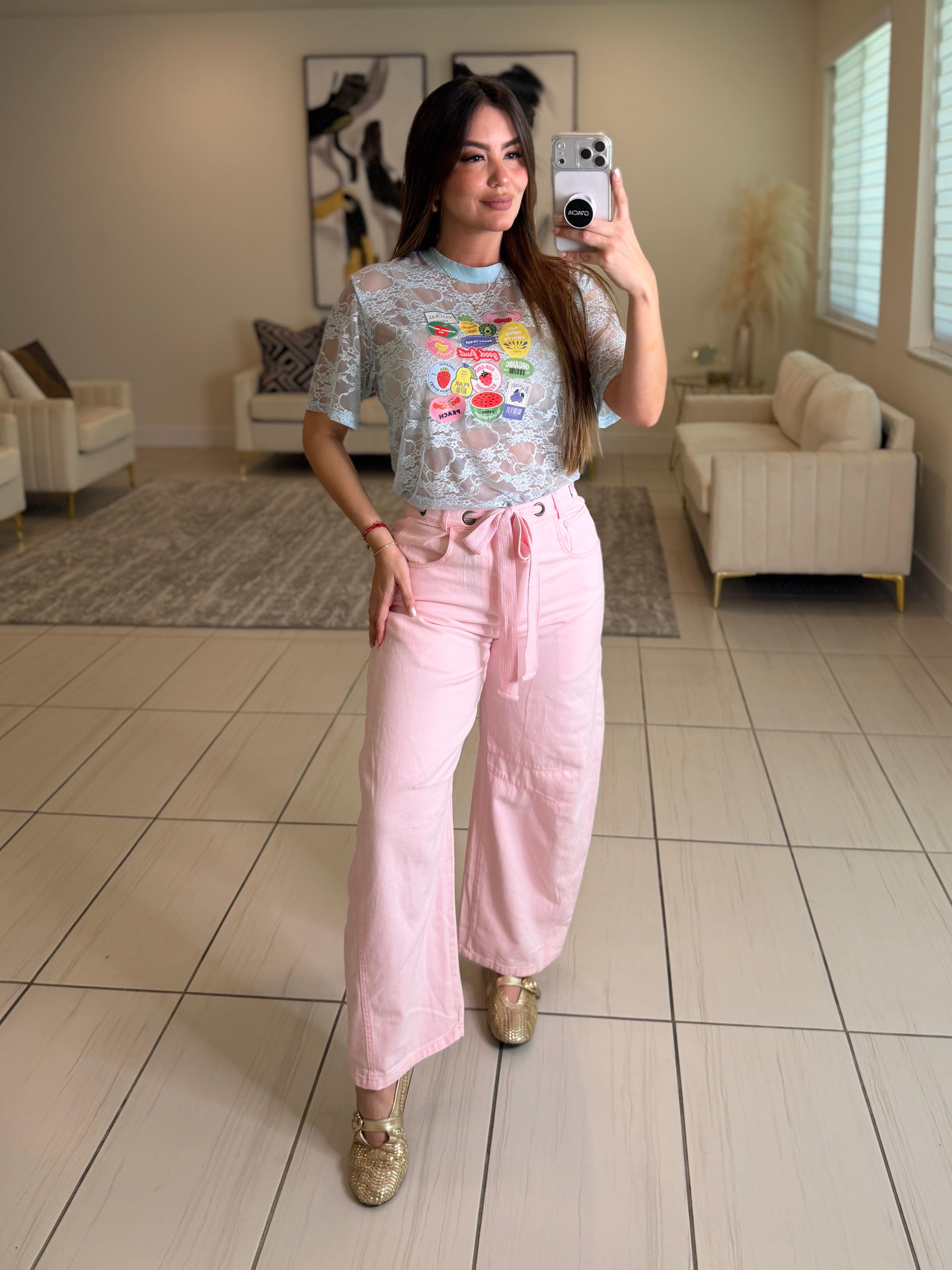 Graceful Muse Pink Barrel Pants
