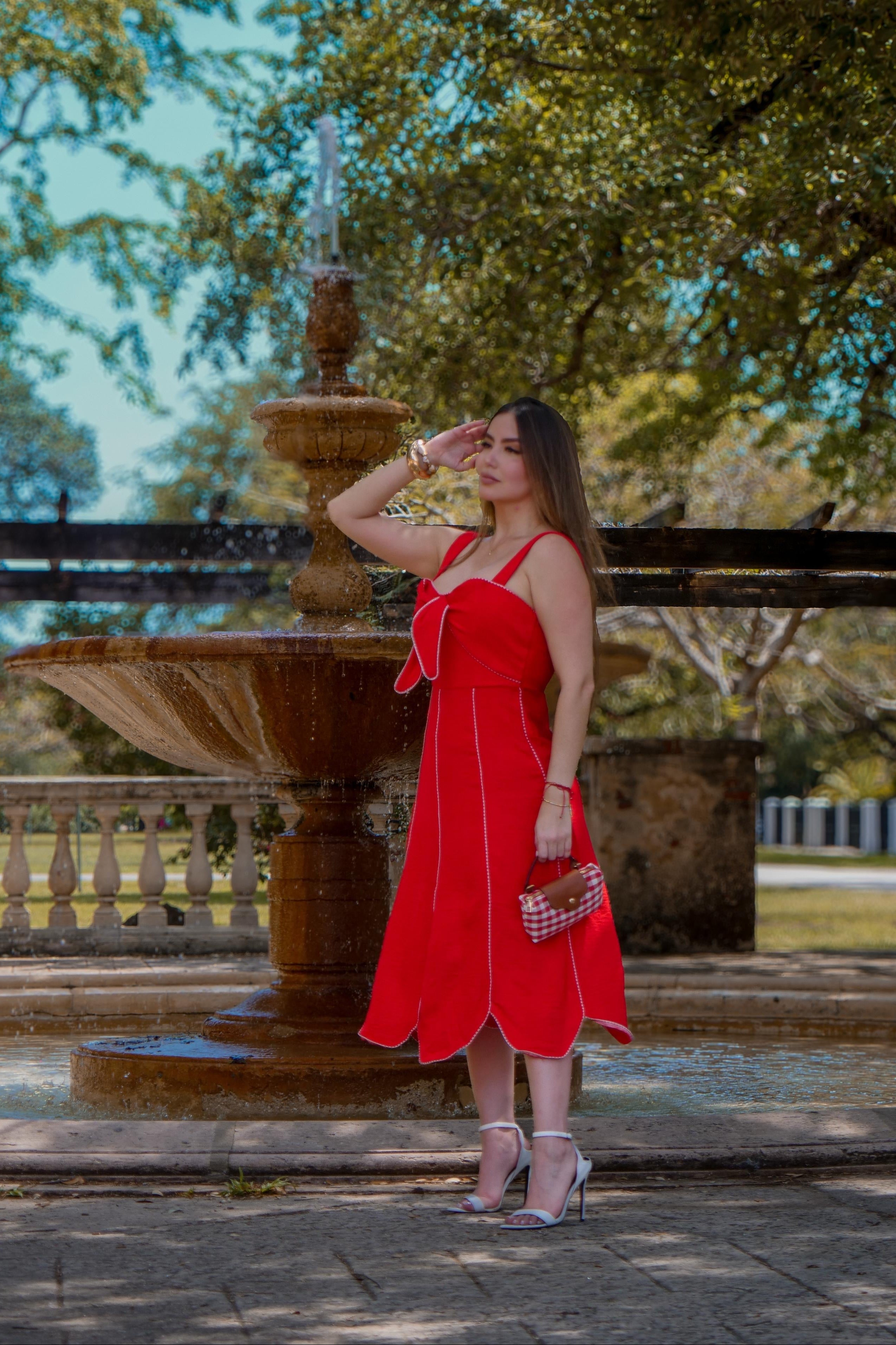 Enchanted Aura Red Midi Dress