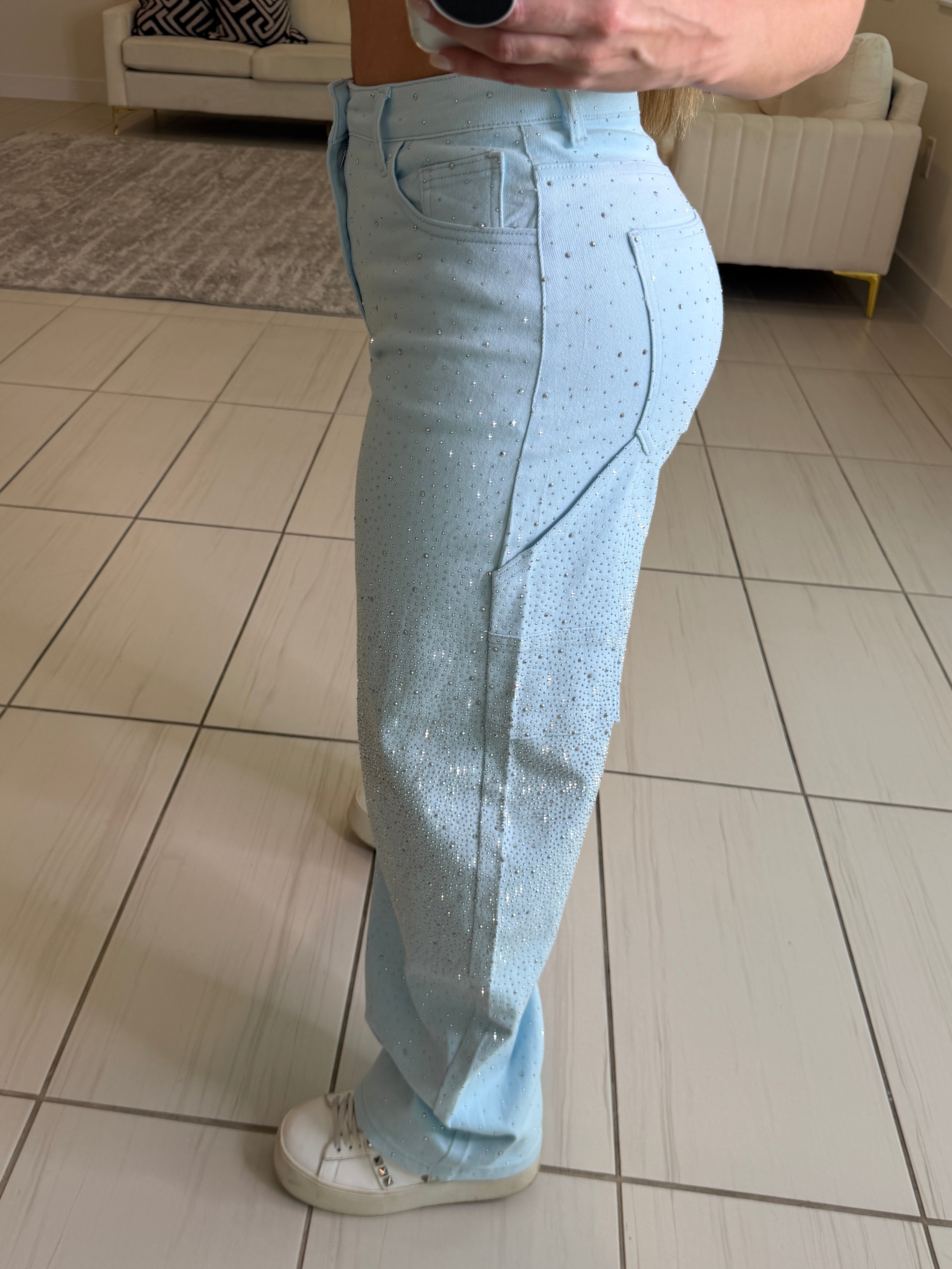 Divine Rhinestones Blue Pants