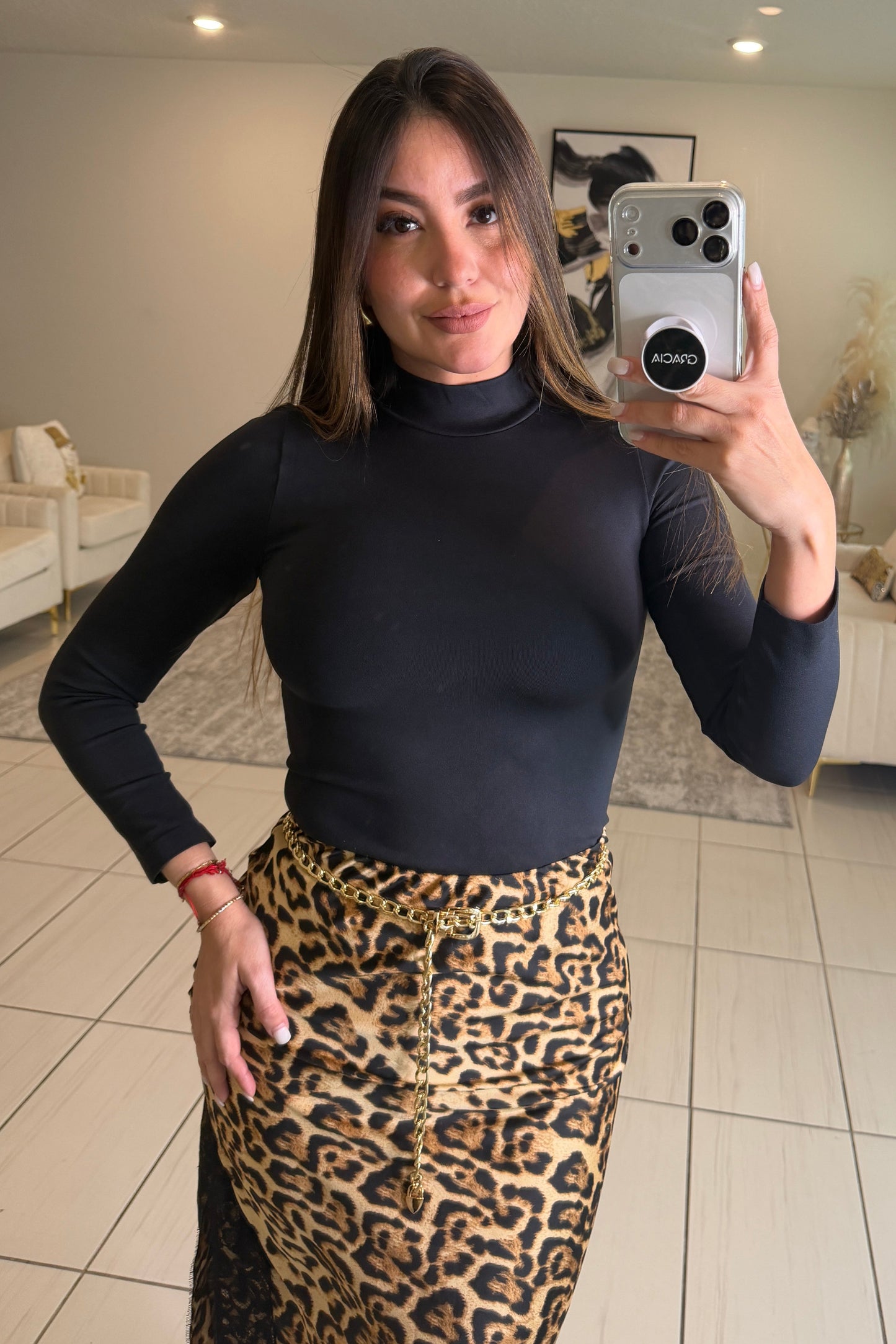 Iconic High Neck Black Basic Top