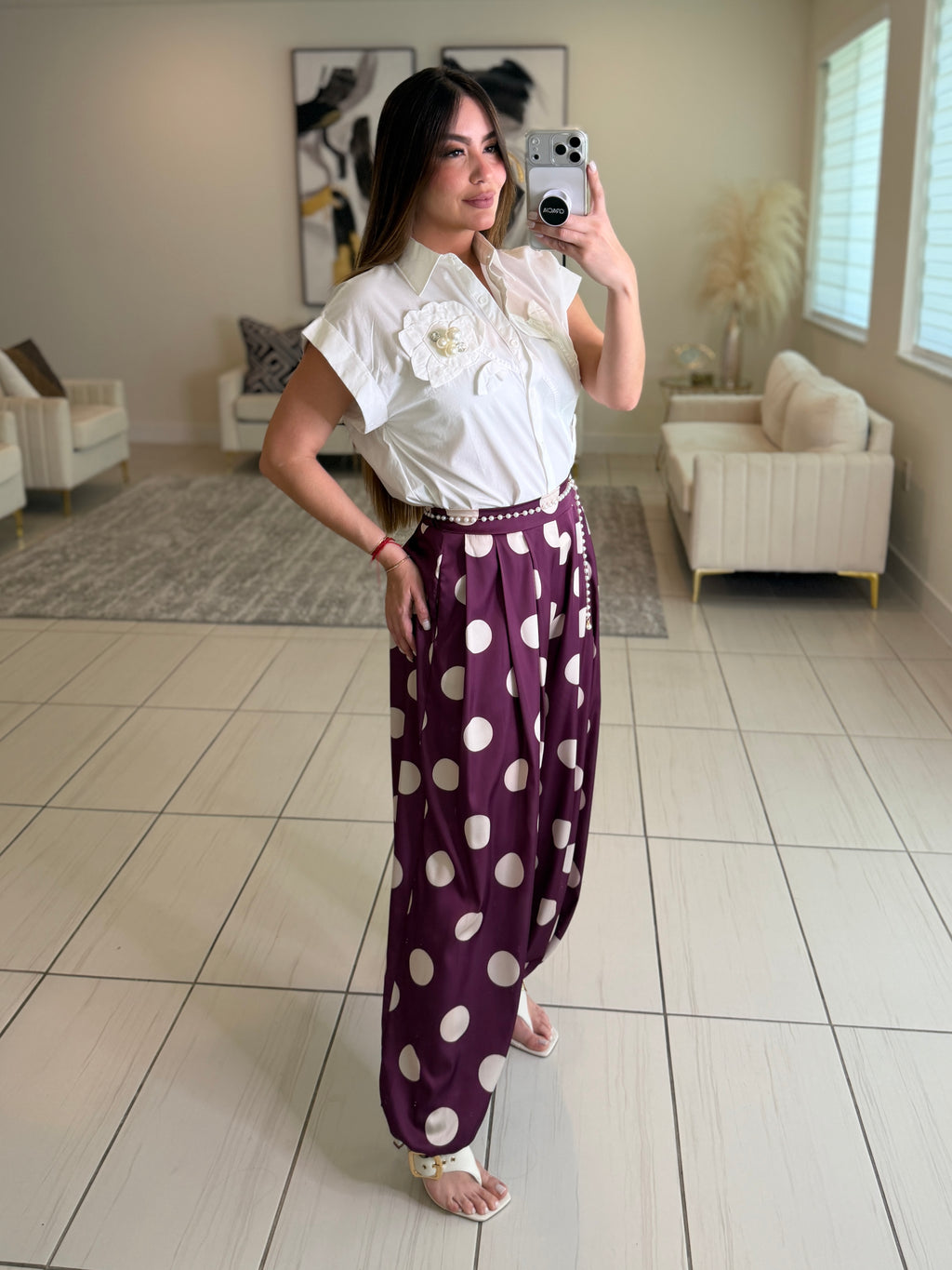 Purple Polka Dots Balloon Pants
