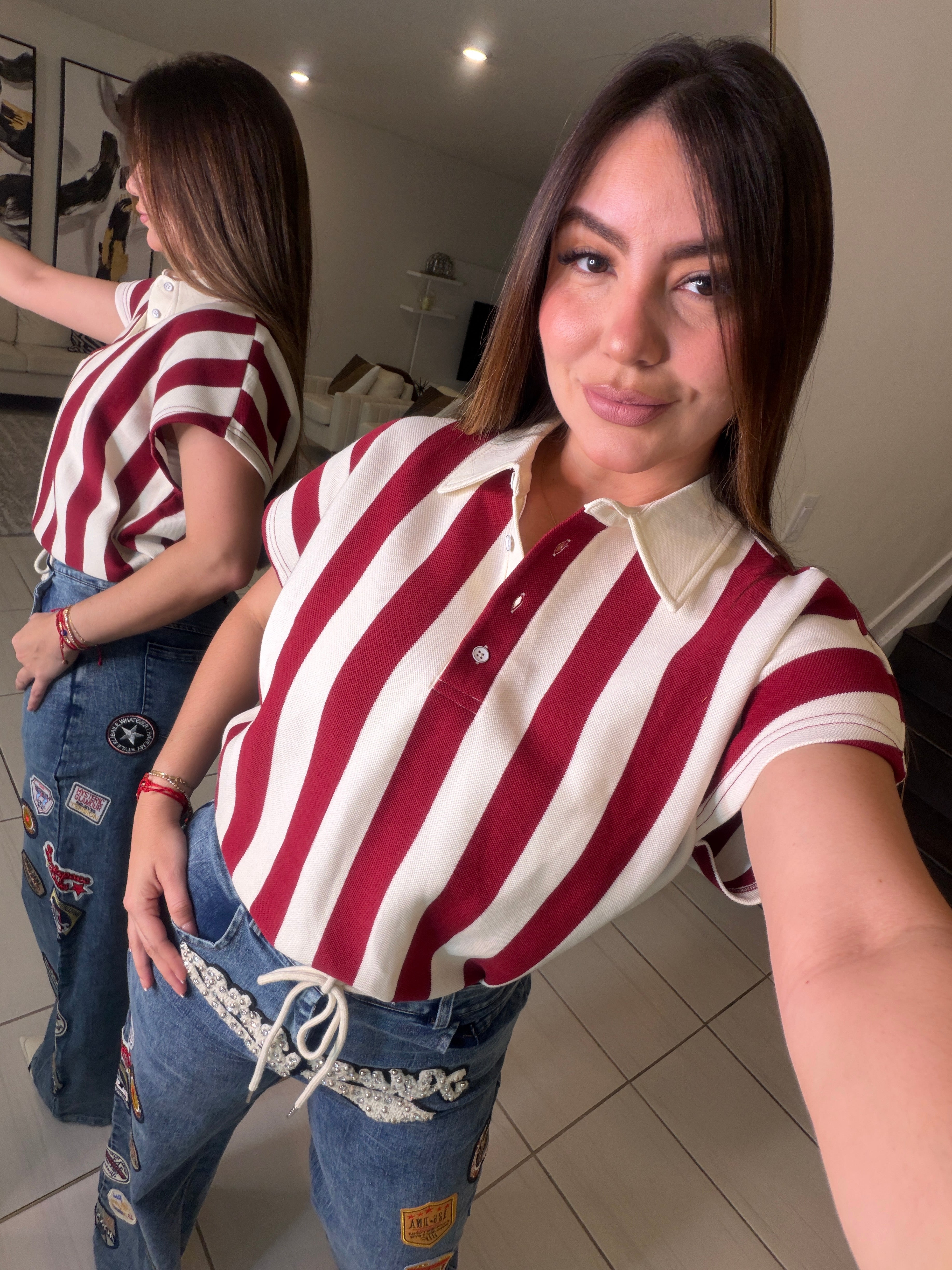 Sweet Stripes Red Wine Top