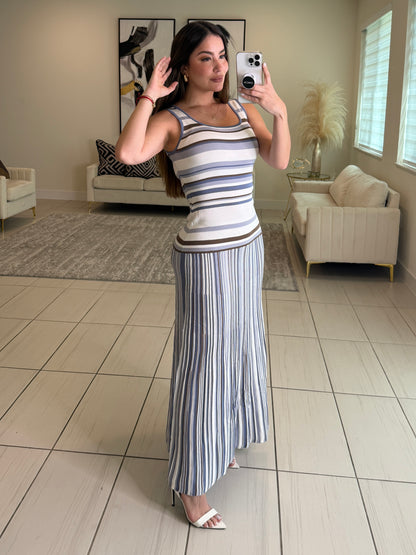 Linear Muse Stripes Blue Maxi Dress